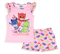 PJ Masks Toddler Girls' Gekko Catboy Owlette Team Awesome Sleep Pajama Sleep Set Shorts