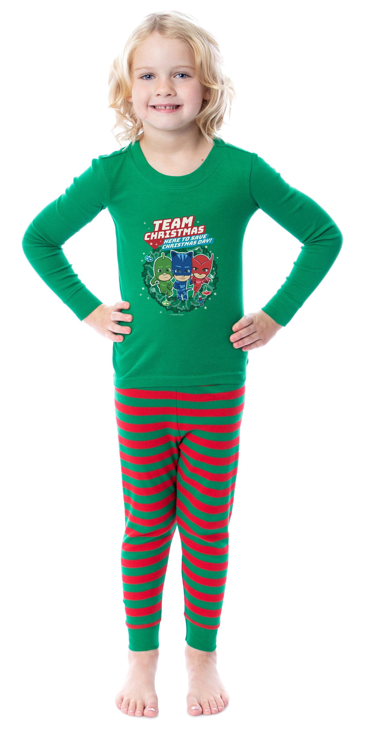 PJ Masks Toddler Girls' Gekko Catboy Owlette Christmas 2 Piece Long Sleeve Pajama Set