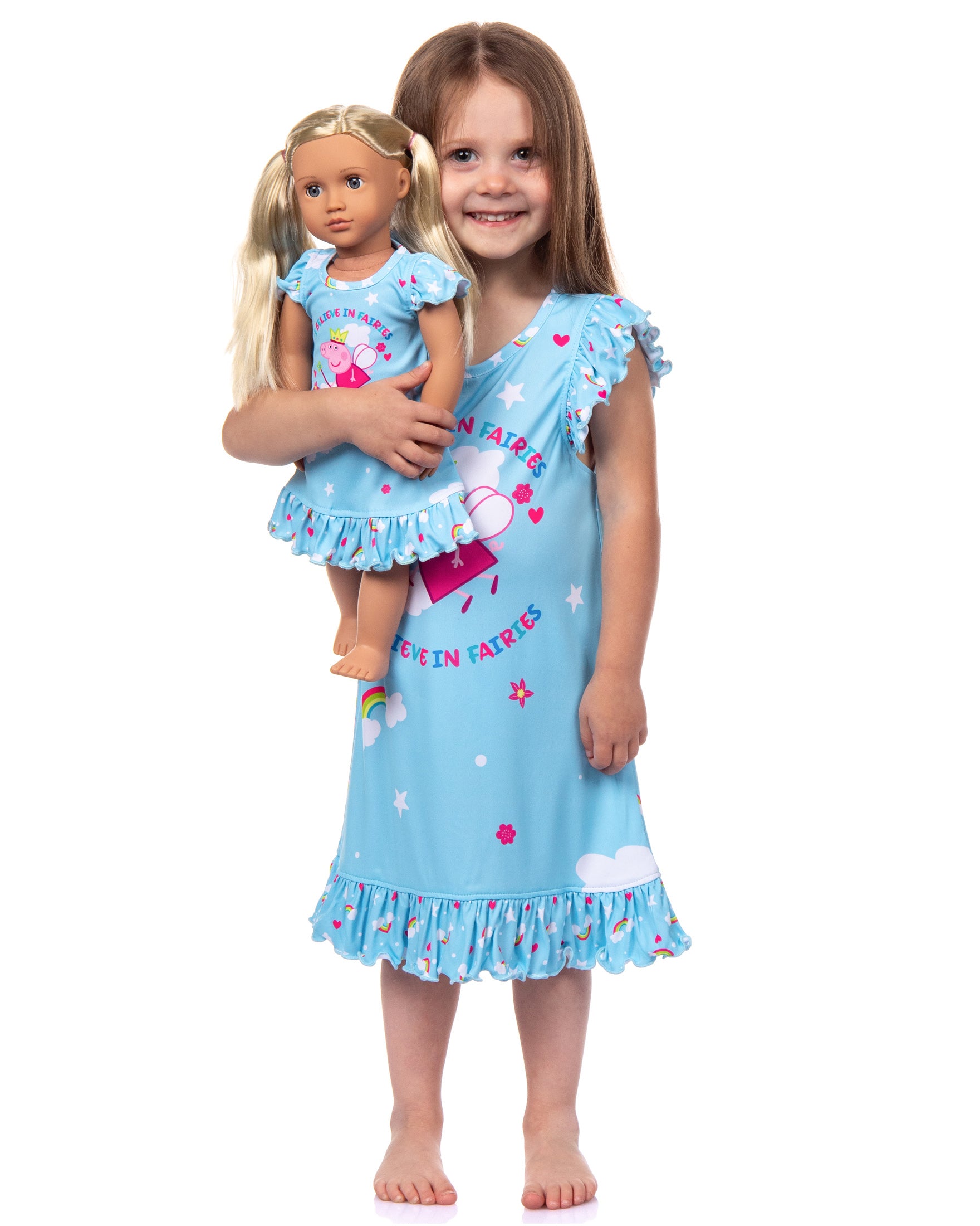 Peppa Pig Pajama Toddler Girls' Fairies Nightgown with Matching Doll Dress