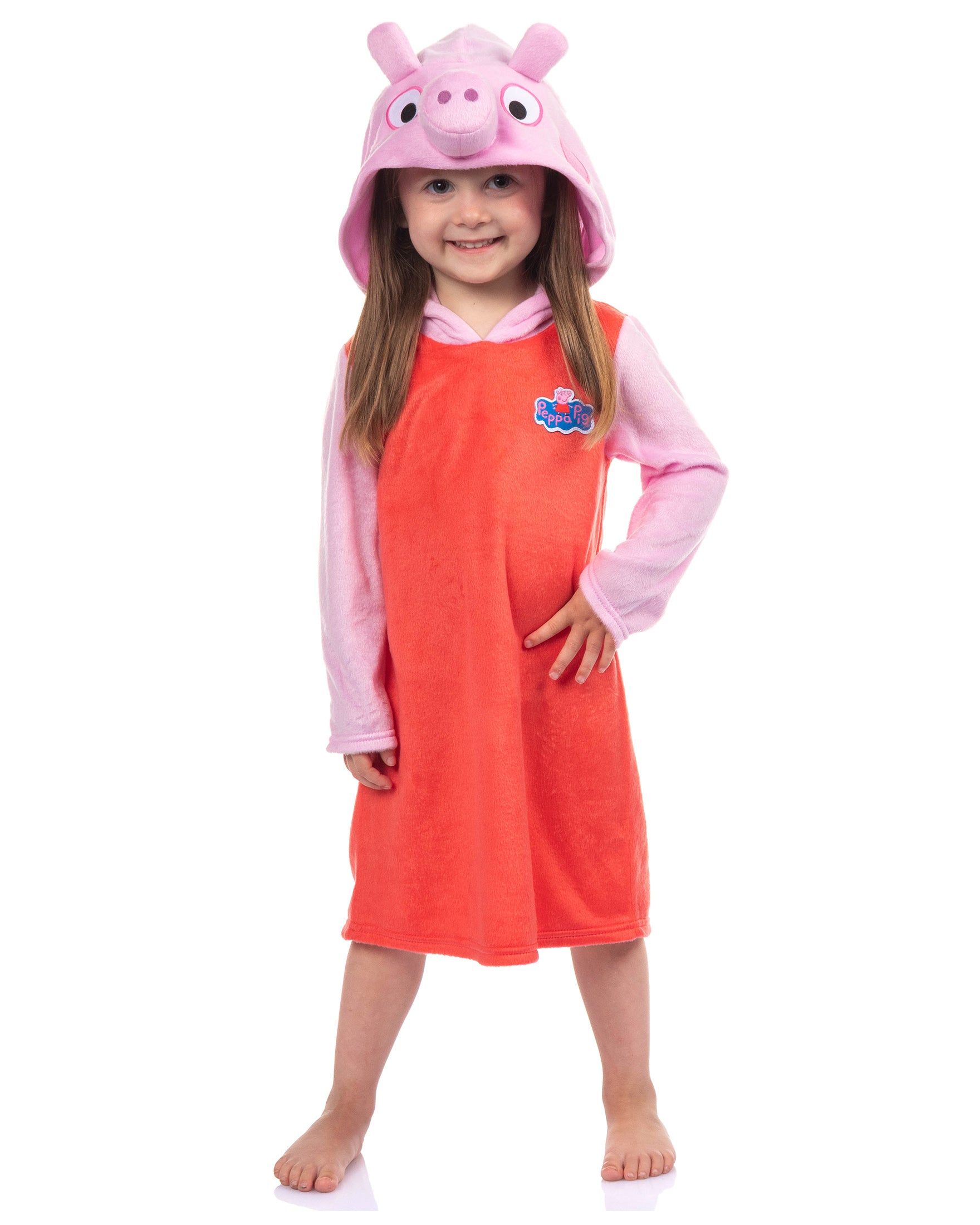 Peppa Pig Raglan Nightgown Toddler Girls' Hooded Fleece Pullover Pajama