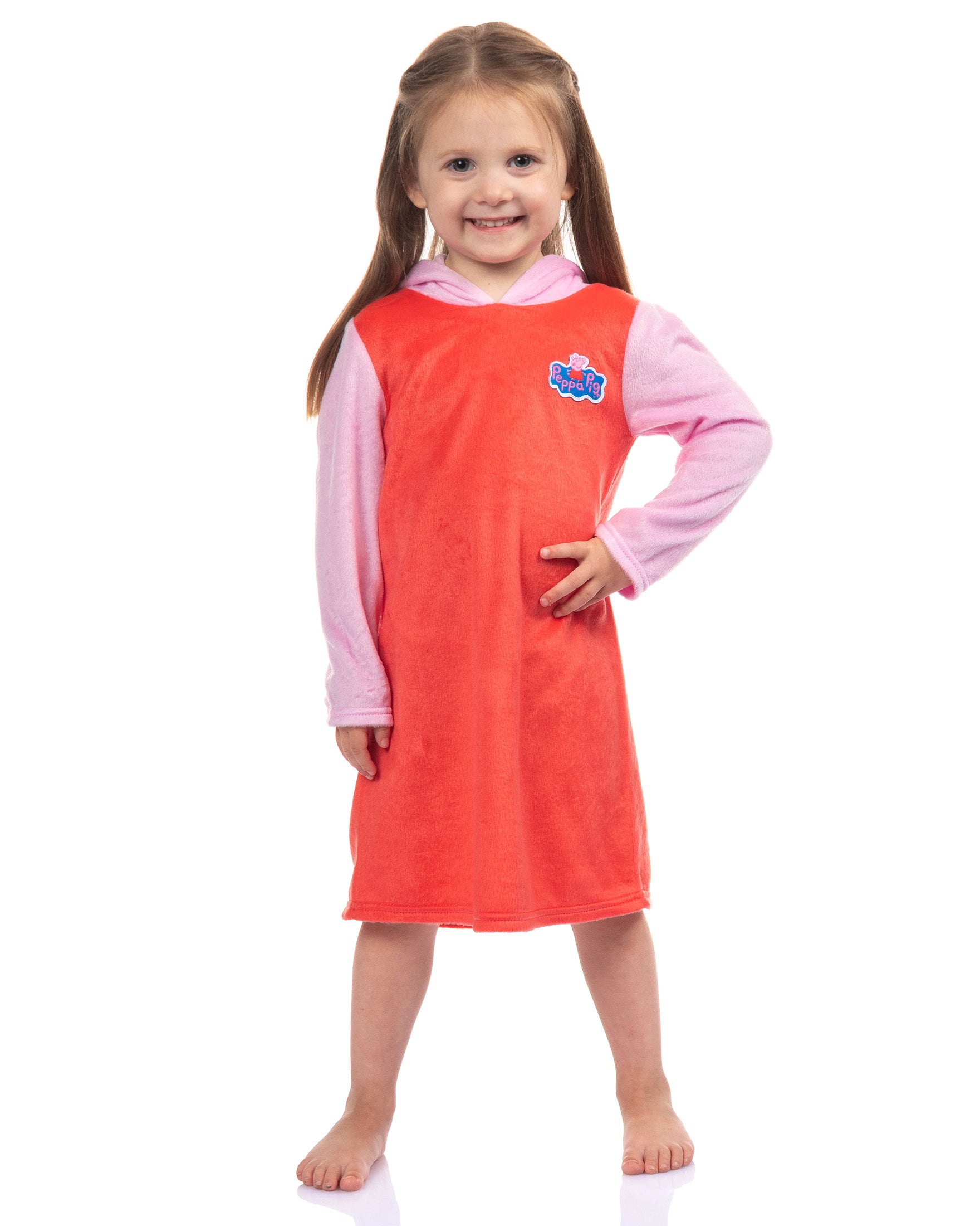 Peppa Pig Raglan Nightgown Toddler Girls' Hooded Fleece Pullover Pajama