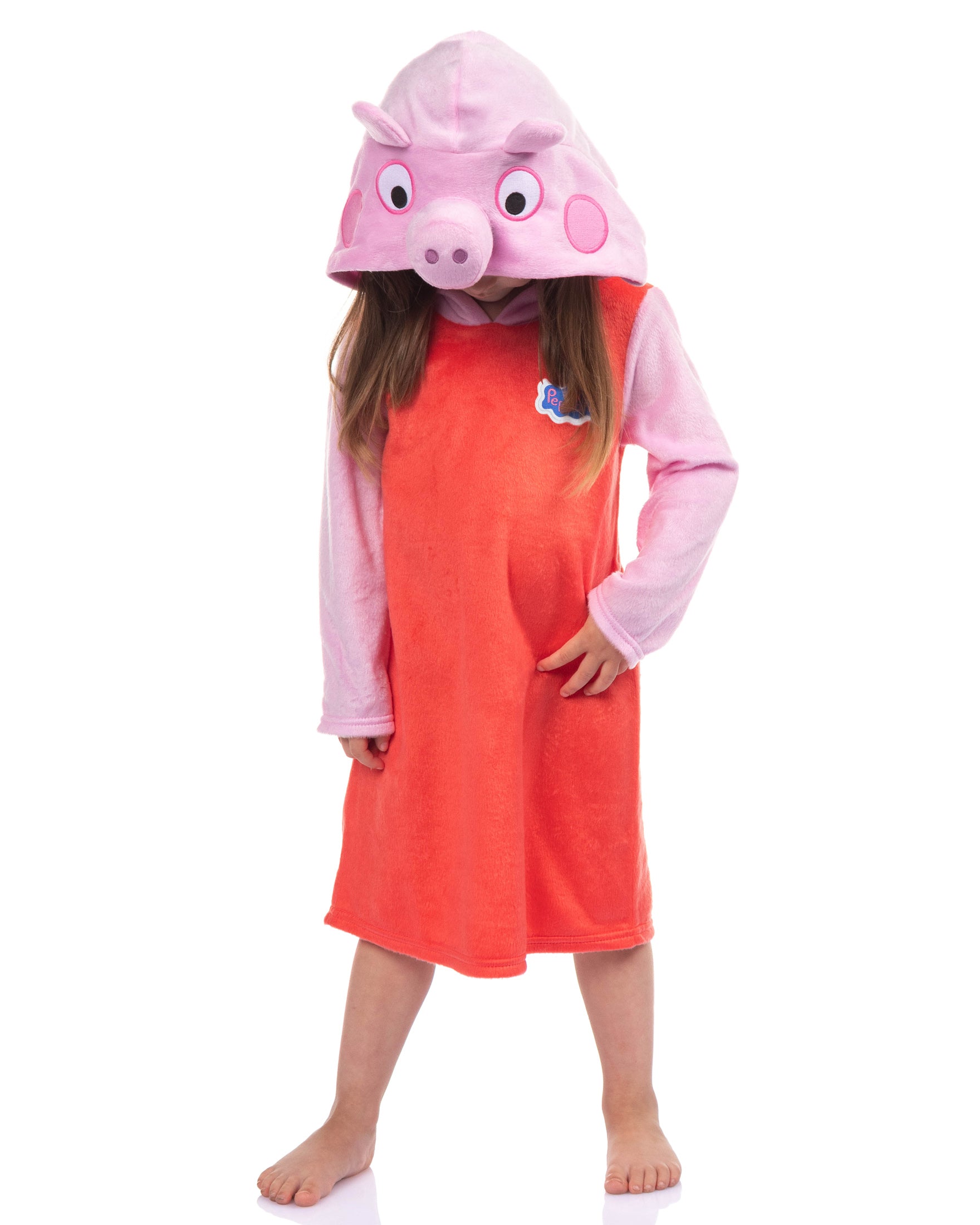 Peppa Pig Raglan Nightgown Toddler Girls' Hooded Fleece Pullover Pajama