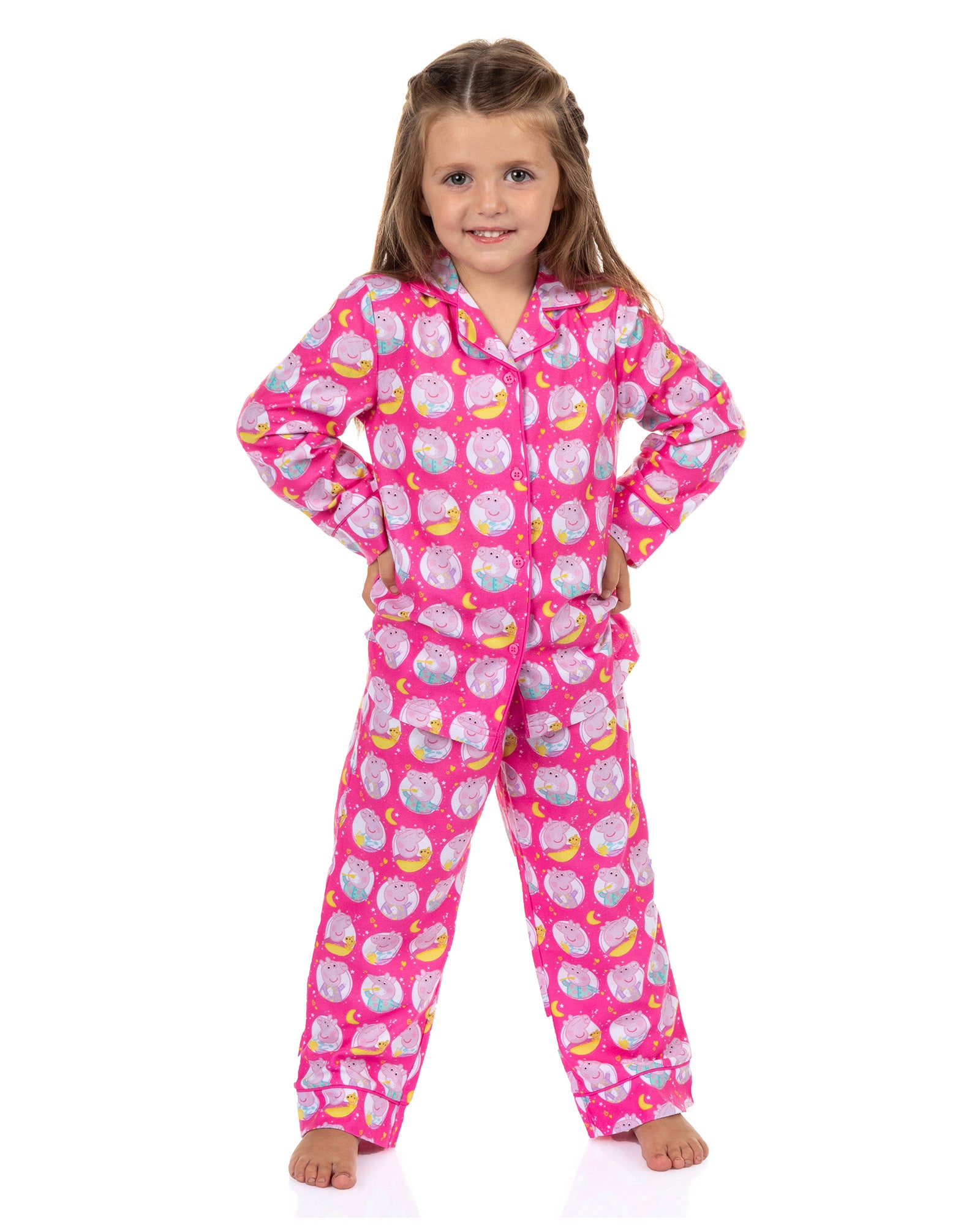 Peppa Pig Pajamas Toddler Girls' Time For Bed Long Sleeve Coat Pajama Set