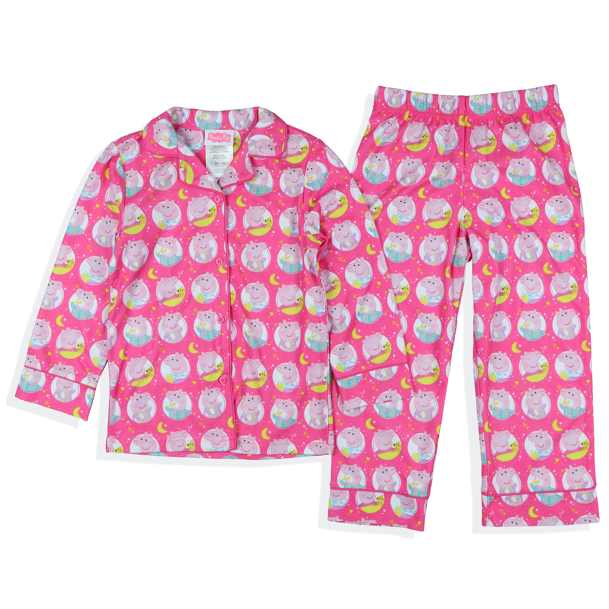 Peppa Pig Pajamas Toddler Girls' Time For Bed Long Sleeve Coat Pajama Set