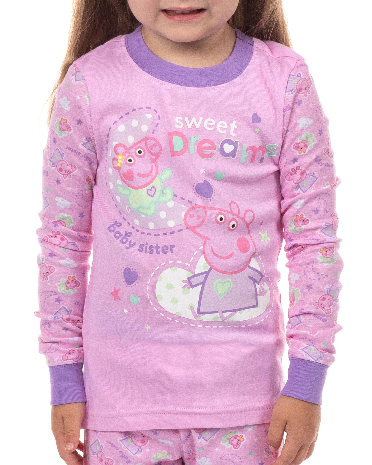 Peppa Pig Pajamas  Girls Sweet Dreams Shirt and Pant Tight Fit Set