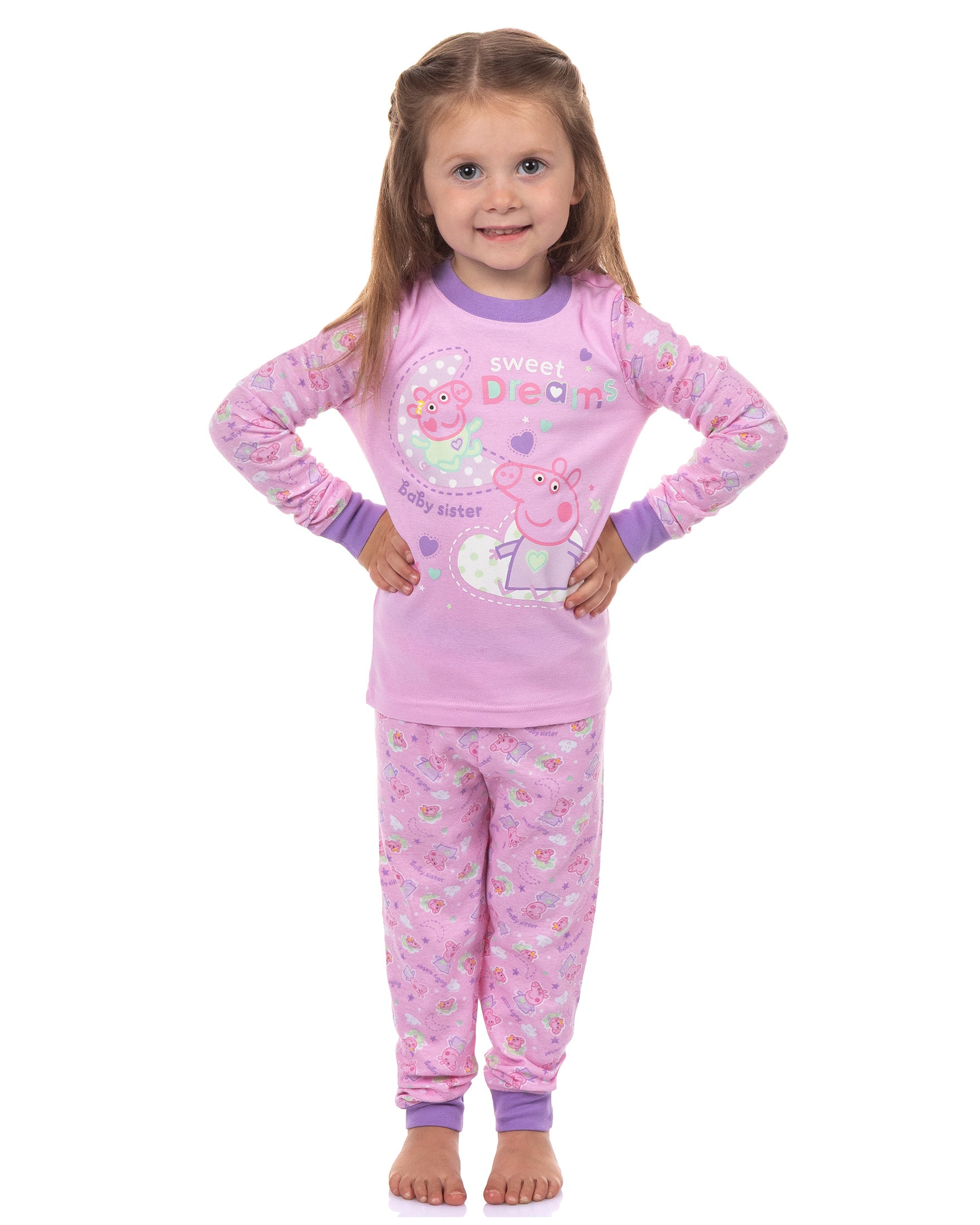 Peppa Pig Pajamas  Girls Sweet Dreams Shirt and Pant Tight Fit Set