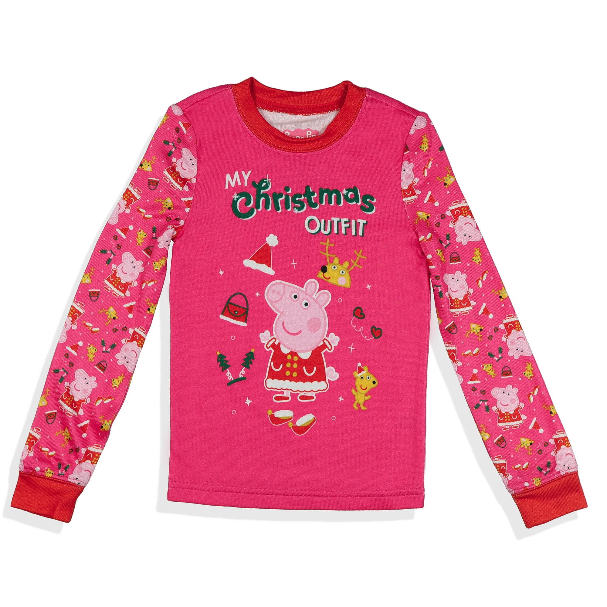 Peppa Pig Pajamas Toddler Girls Christmas Outfit Tight Fit Sleep Set