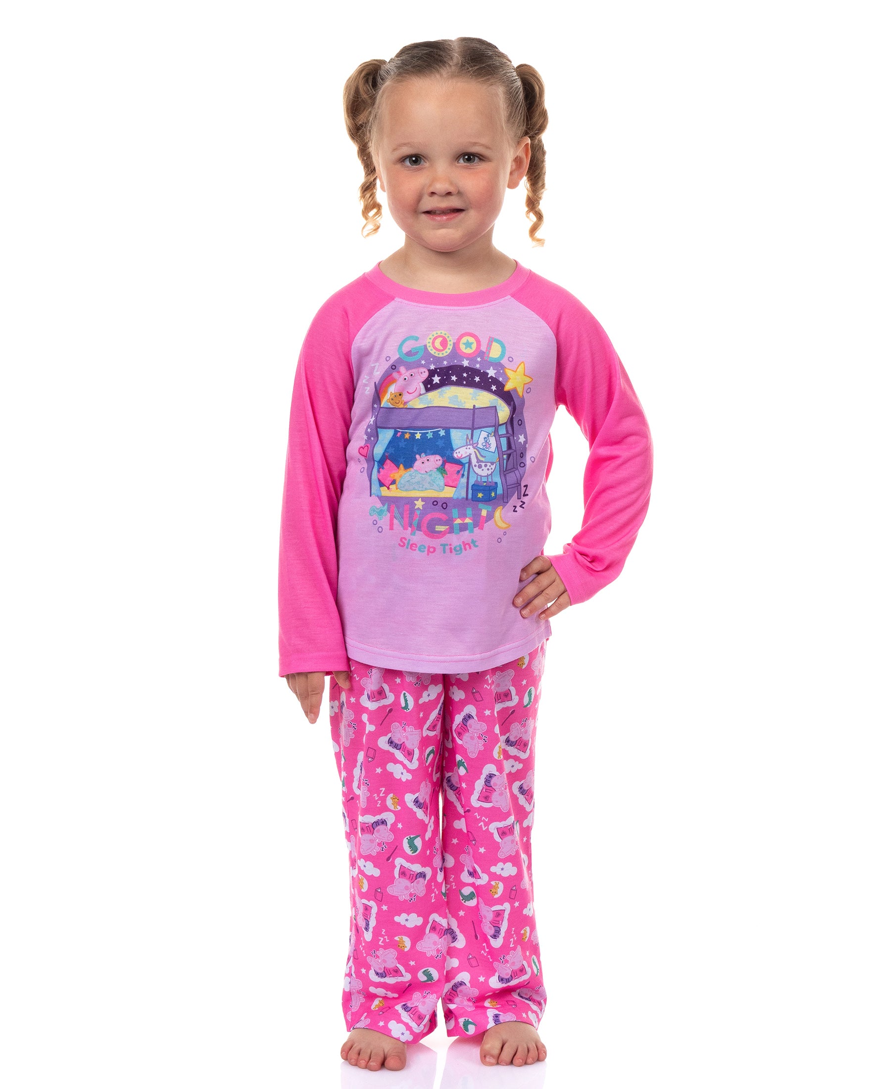 Peppa Pig Pajamas Toddler Girls Good Night Long Sleeve Pant Sleep Set (5T)