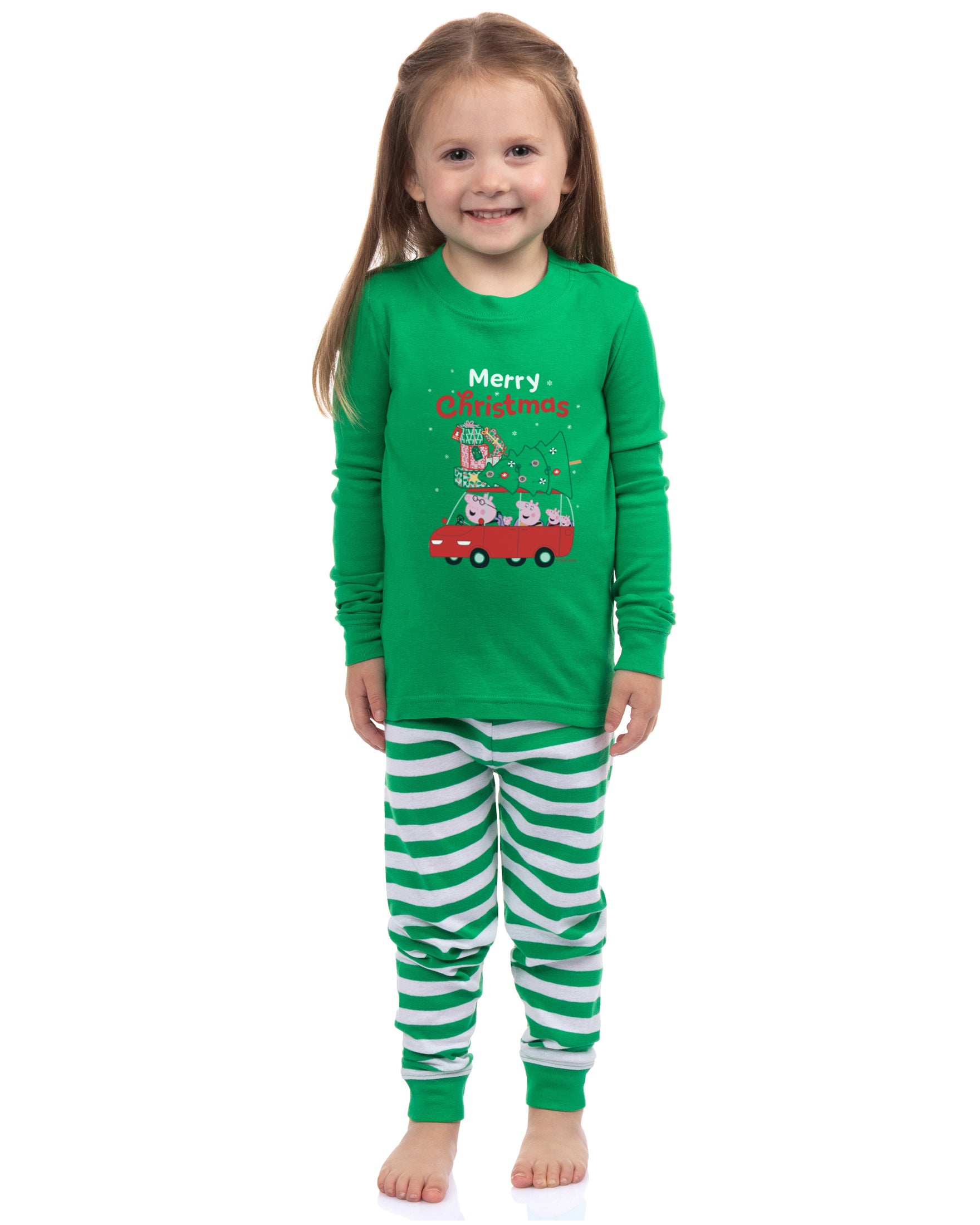 Peppa Pig Matching Family Pajamas Merry Christmas Holiday Fun Shirt and Pant Tight Fit Set