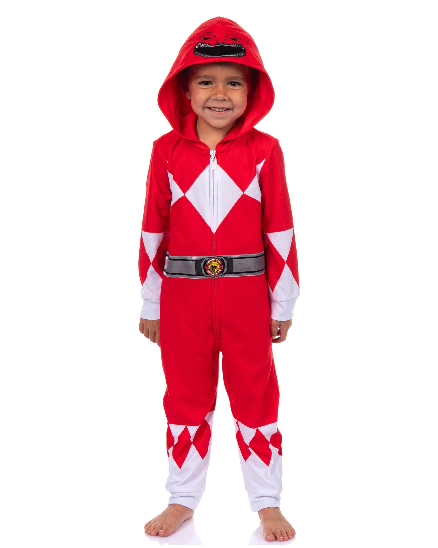 Mighty Morphin Power Rangers Union Suit Toddler Kids Hooded Pajama