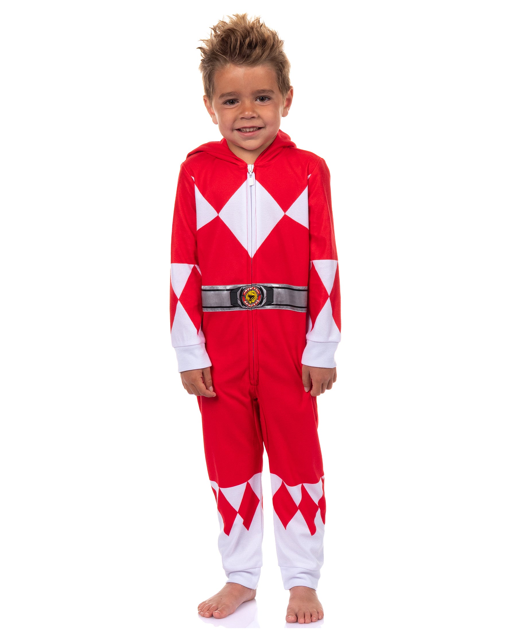 Mighty Morphin Power Rangers Union Suit Toddler Kids Hooded Pajama