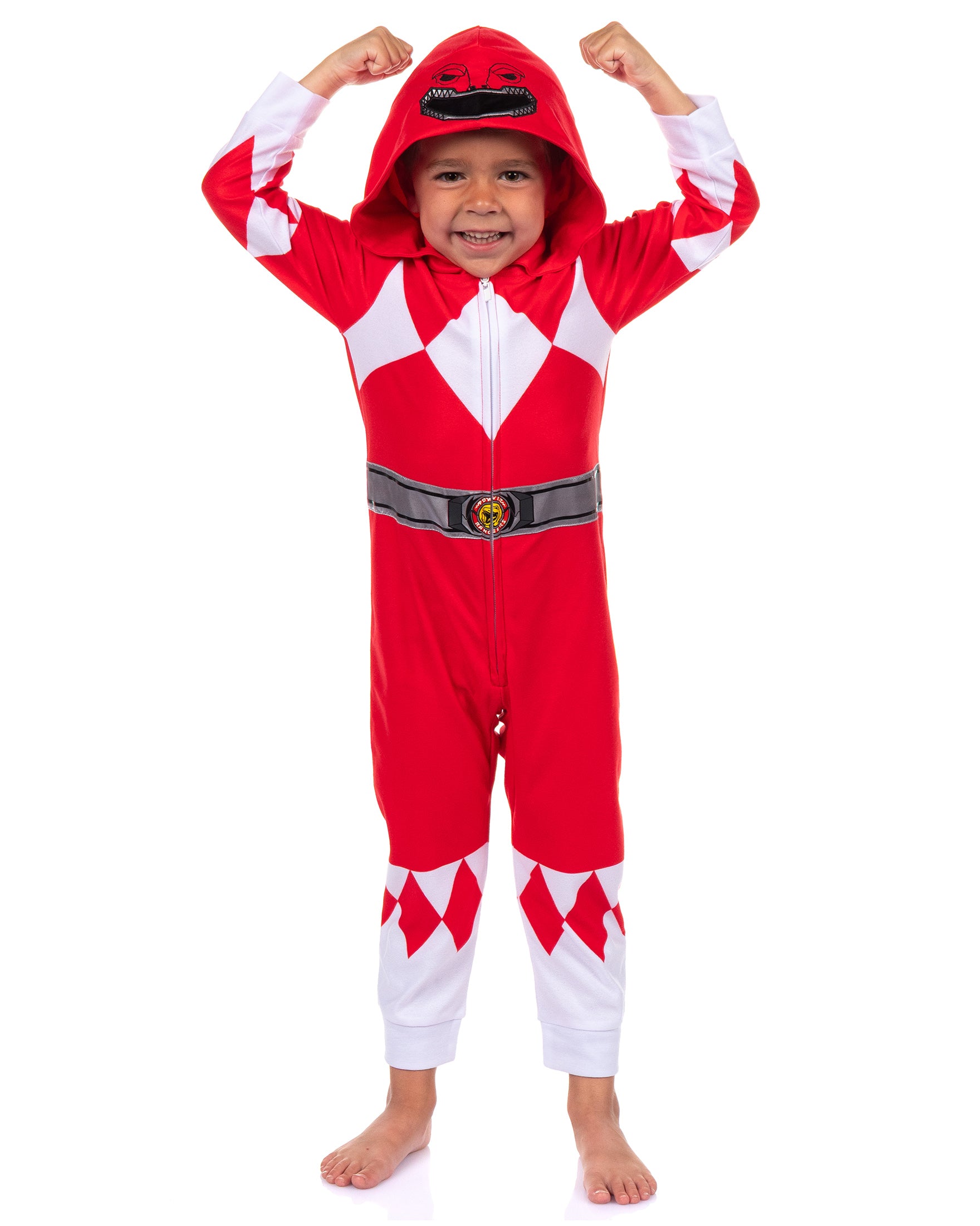 Mighty Morphin Power Rangers Union Suit Toddler Kids Hooded Pajama