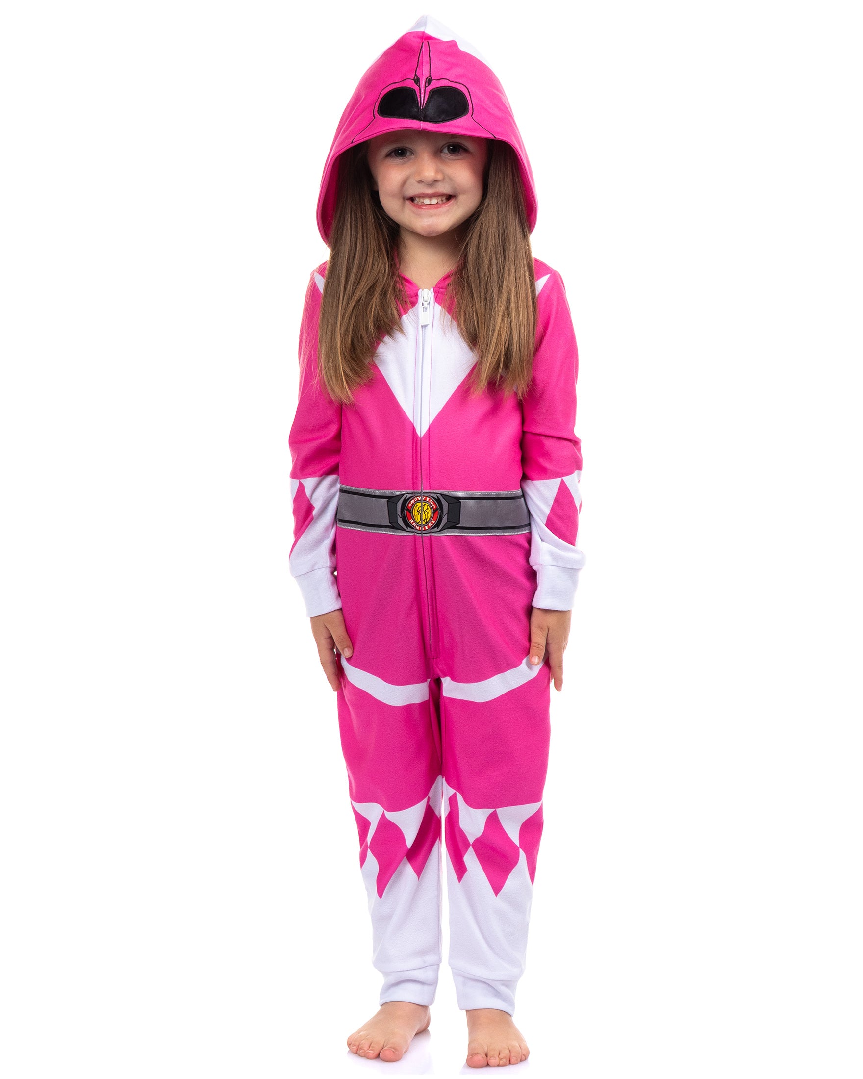 Mighty Morphin Power Rangers Union Suit Toddler Kids Hooded Pajama