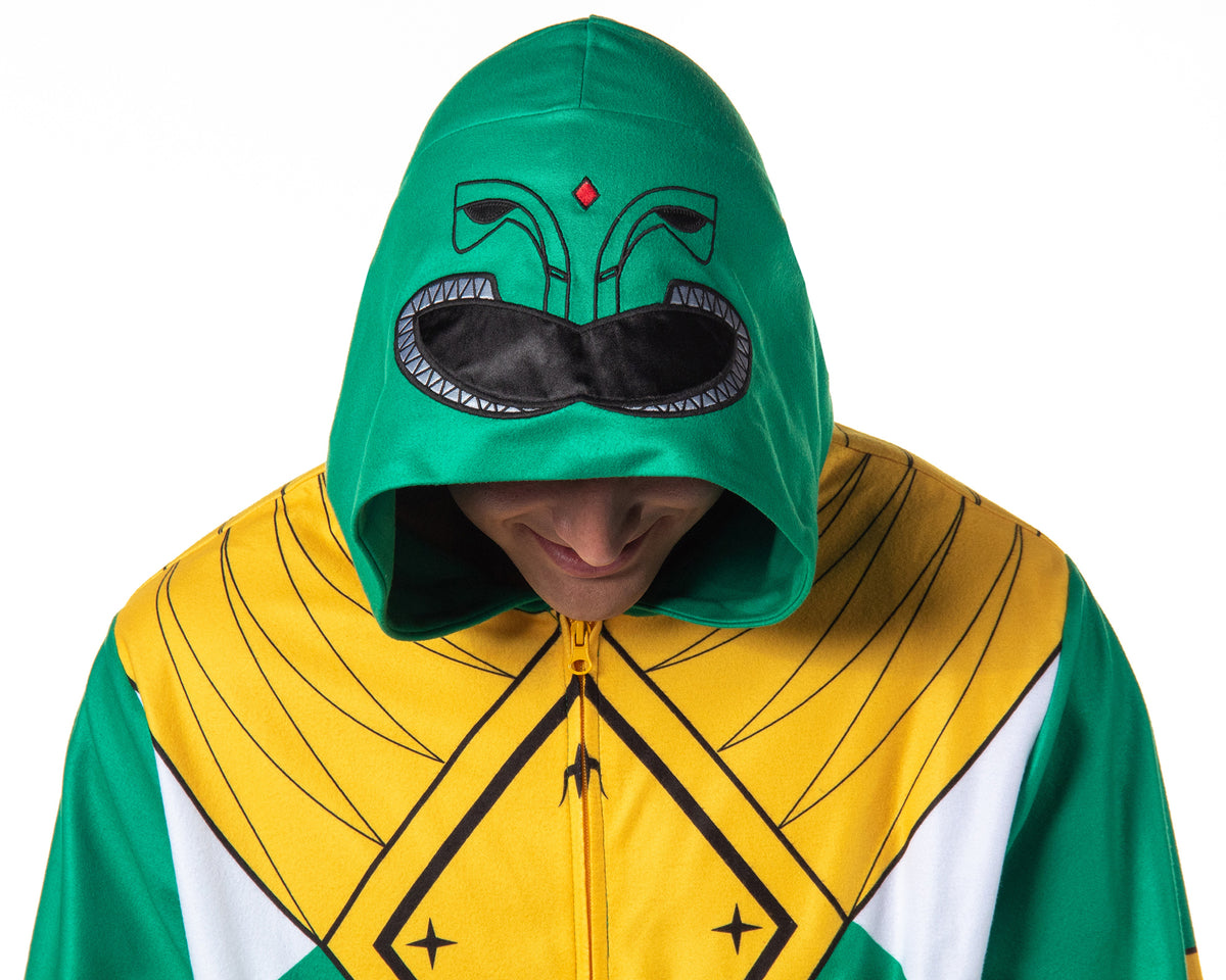 Power Rangers Adult Union Suit Costume One Piece Pajamas For Men and Women (Green, XXS/XS)