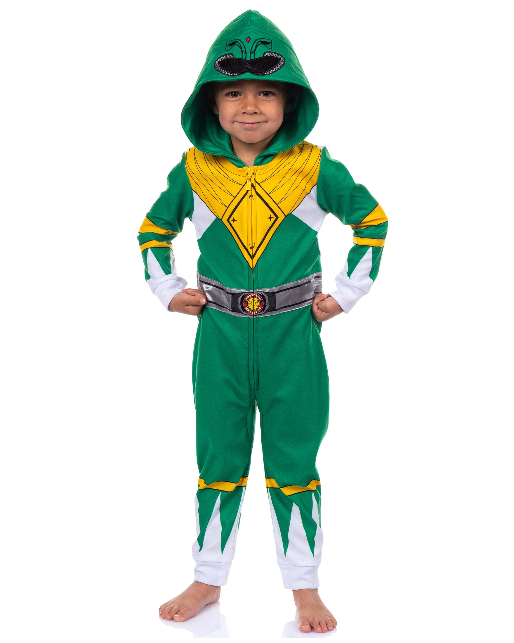 Mighty Morphin Power Rangers Union Suit Toddler Kids Hooded Pajama