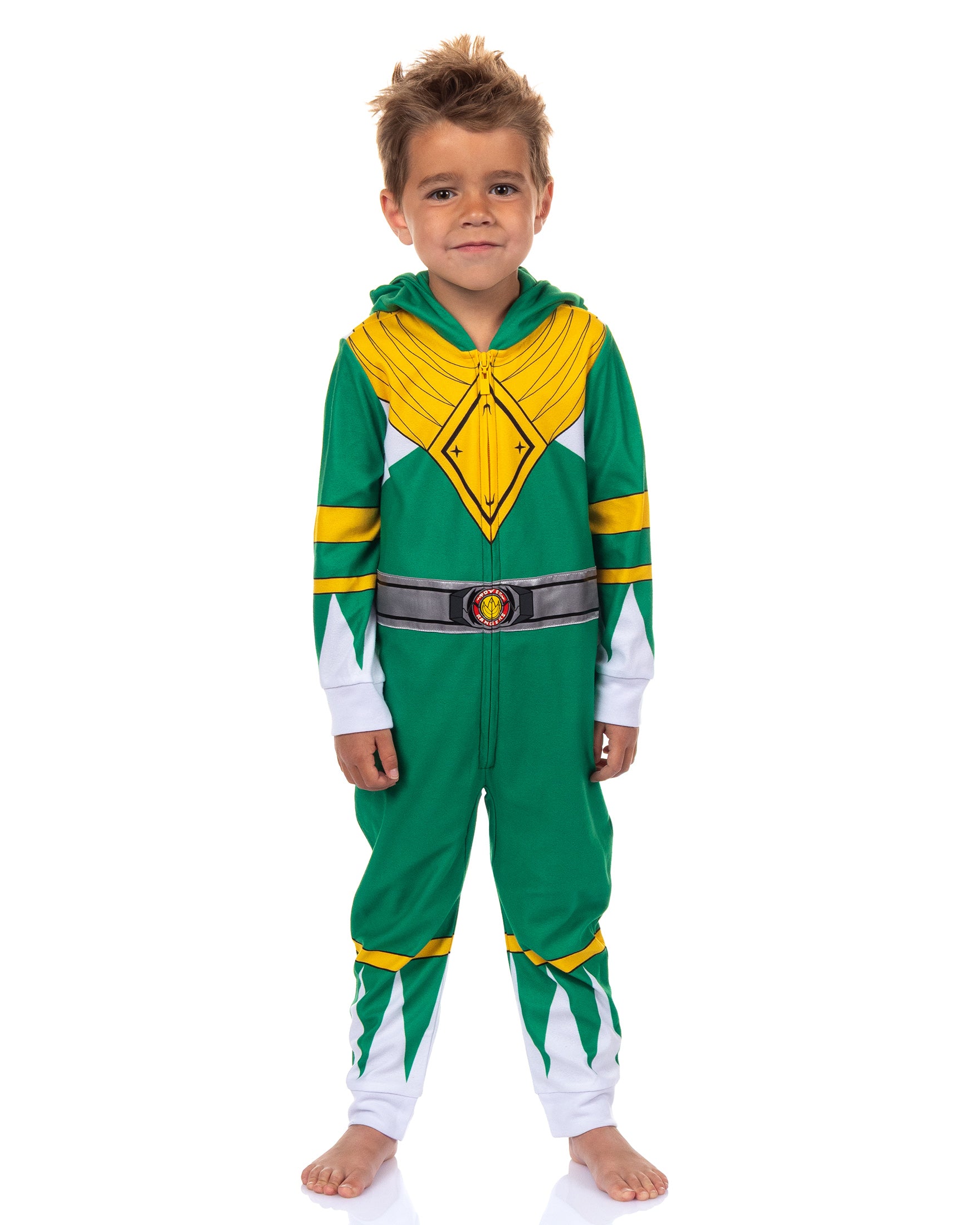 Mighty Morphin Power Rangers Union Suit Toddler Kids Hooded Pajama