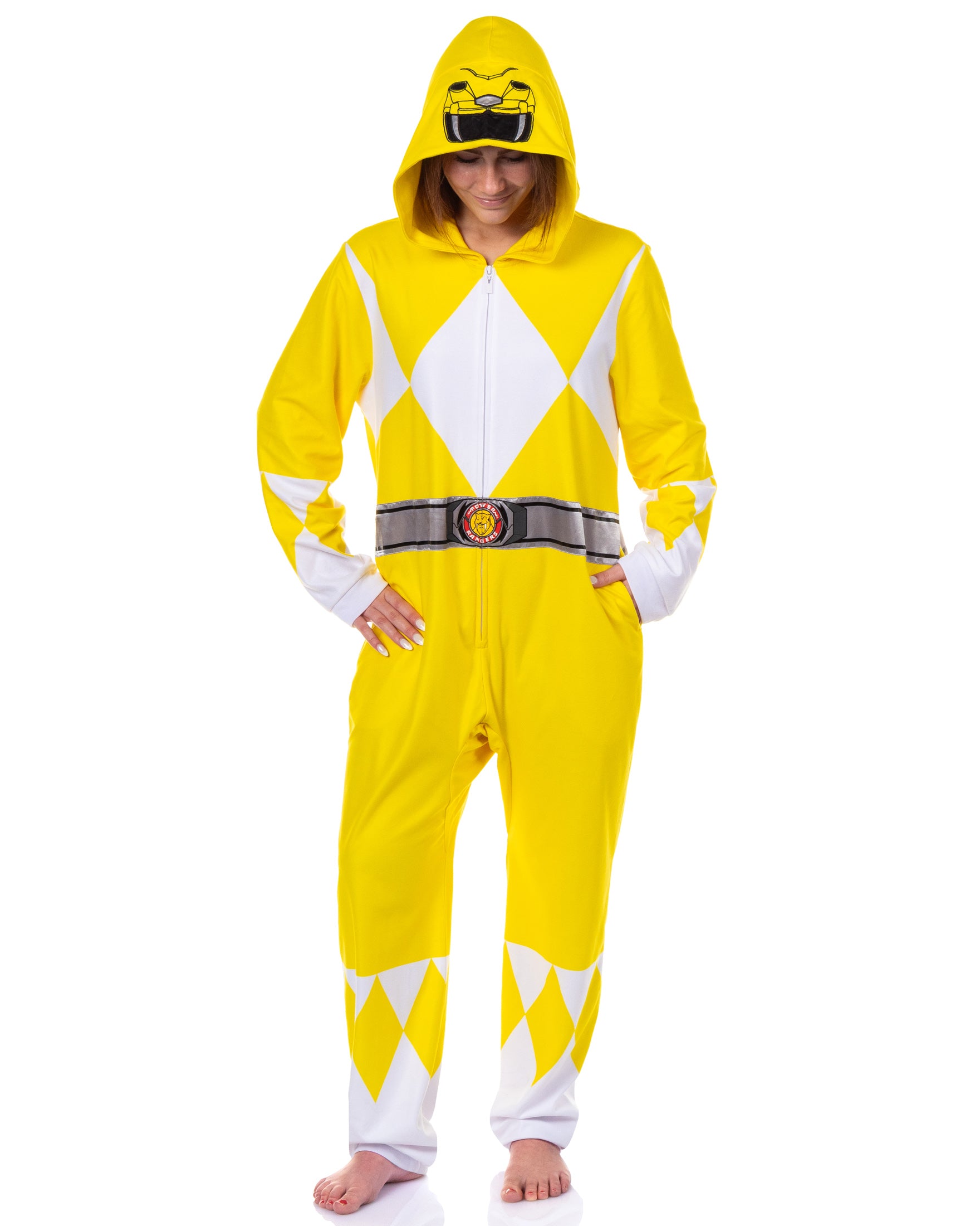 Power Rangers Womens' Character Union Suit Costume Pajama (Yellow, S/M)