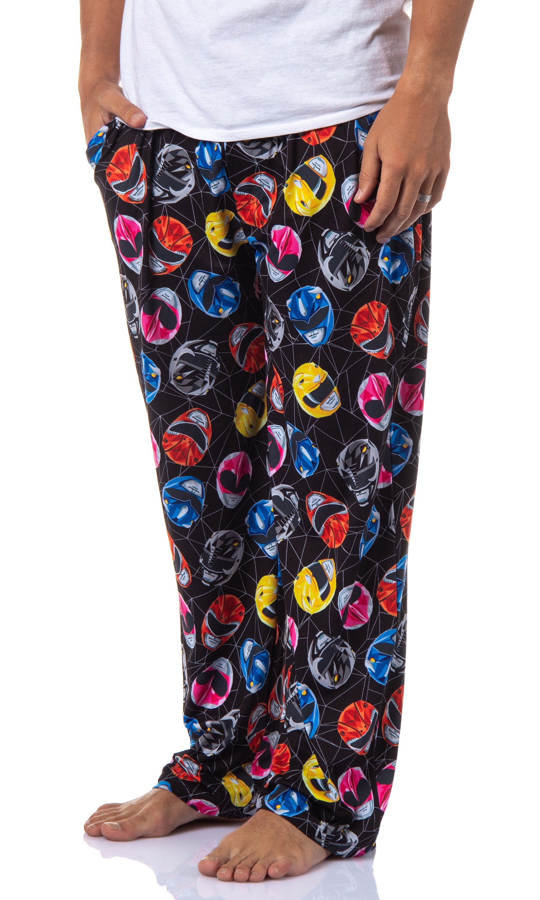 Power Rangers Mens' Tossed Print Red Pink Black Yellow Sleep Pajama Pants