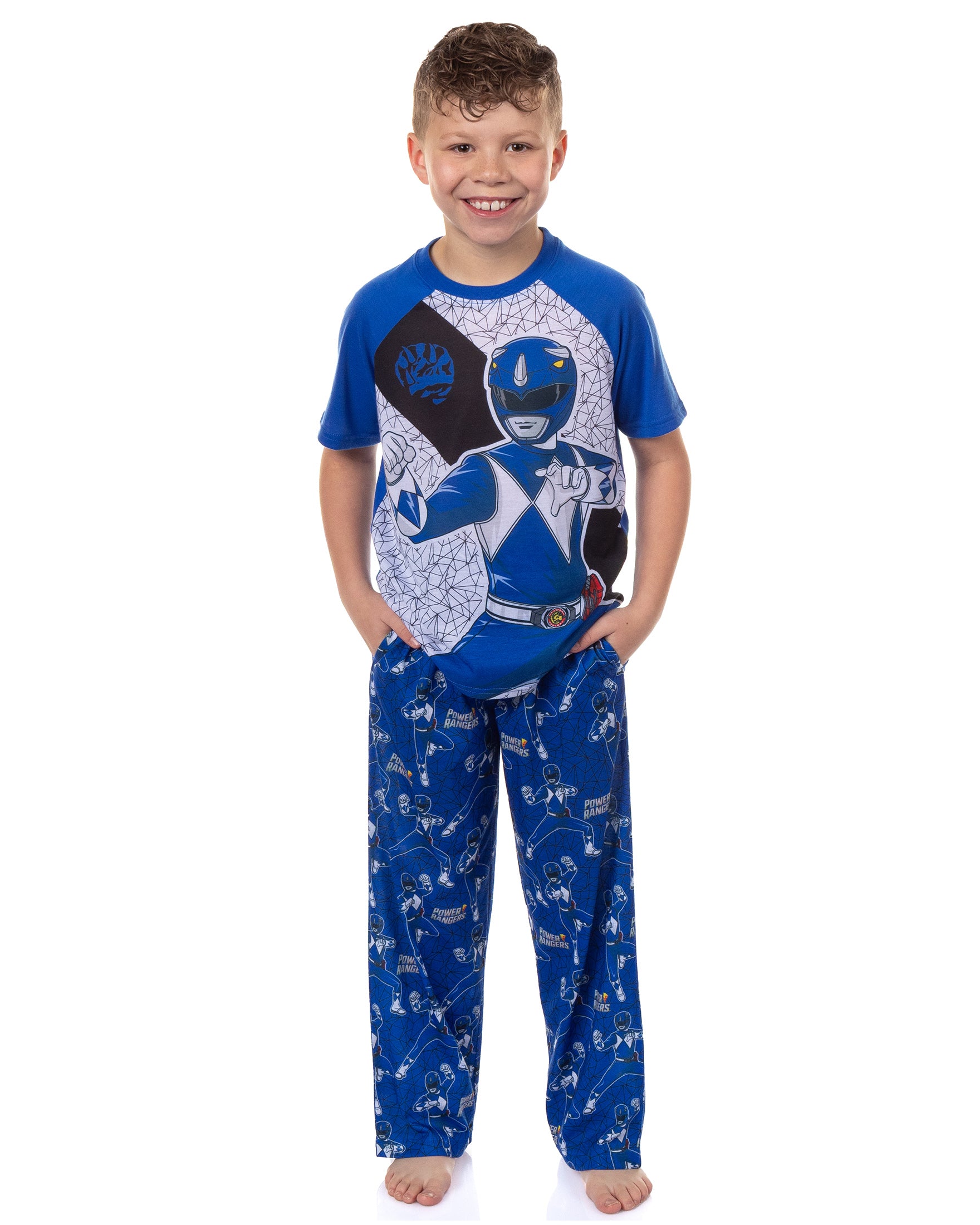 Power Rangers Pajamas Boys' Short Sleeve and Pant Sleep Set (Blue, 10/12)