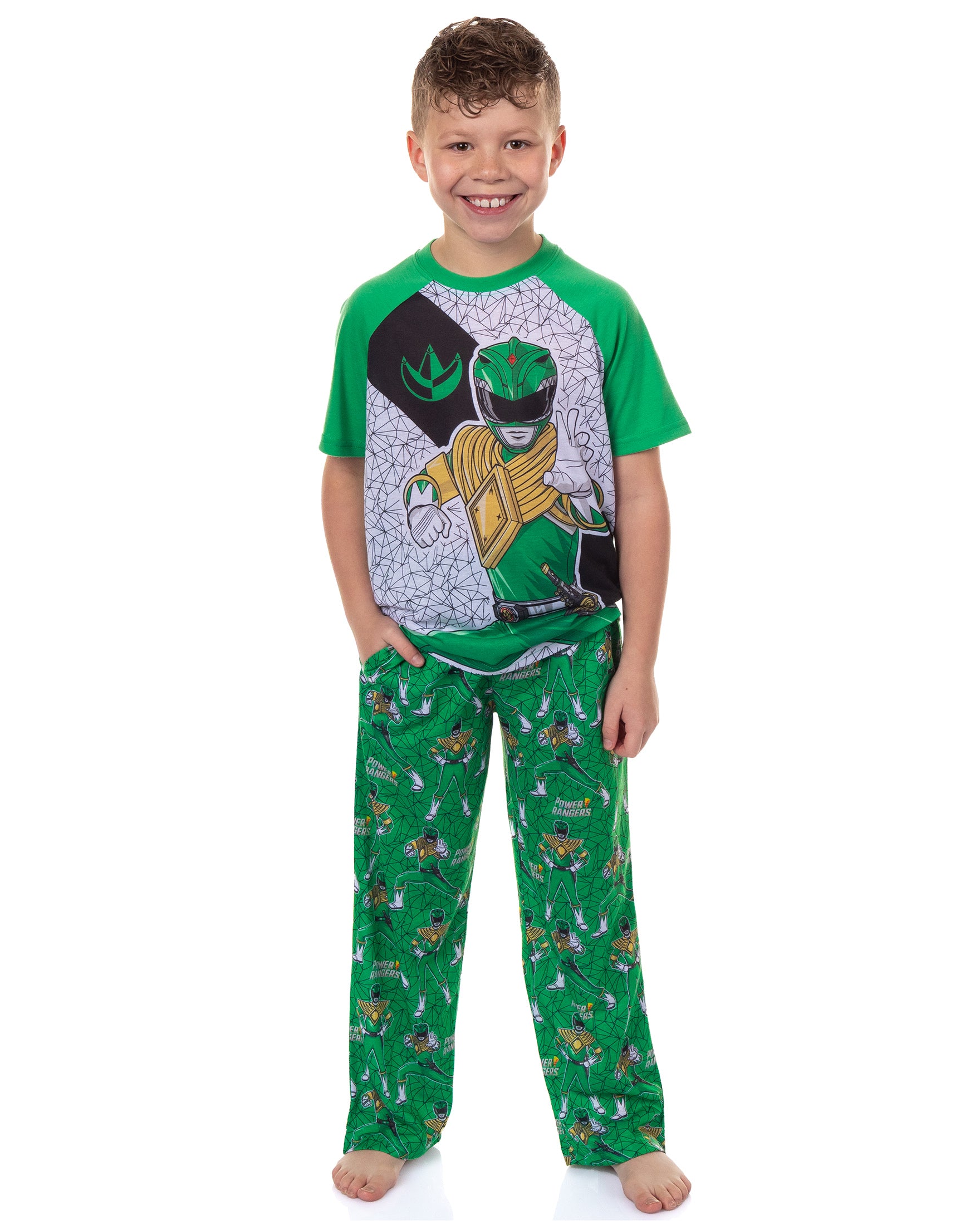 Power Rangers Pajamas Boys' Short Sleeve and Pant Sleep Set (Green, 10/12)