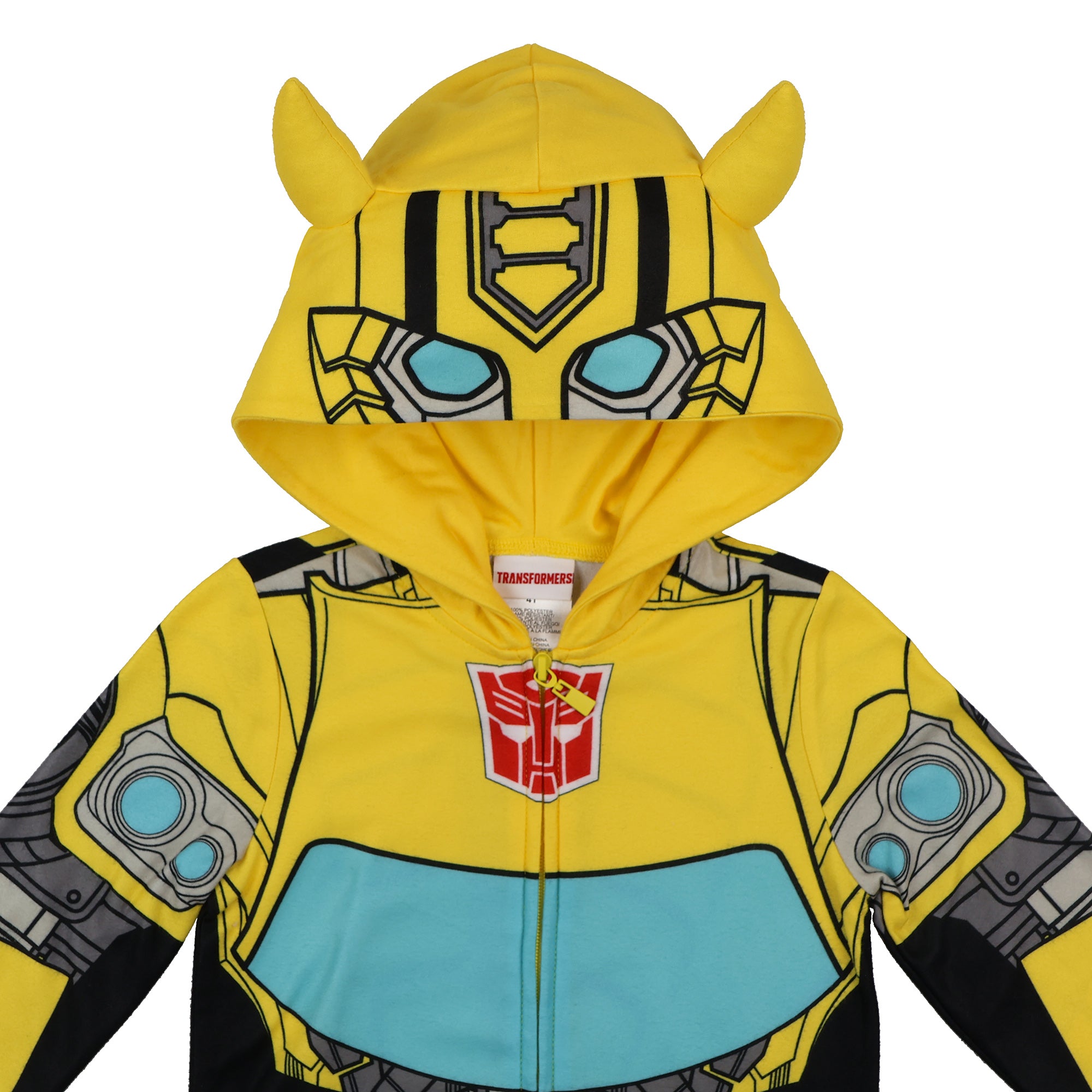 Transformers Union Suit Toddler Boys' Footless Hooded Pajama (Bumblebee, 3T)