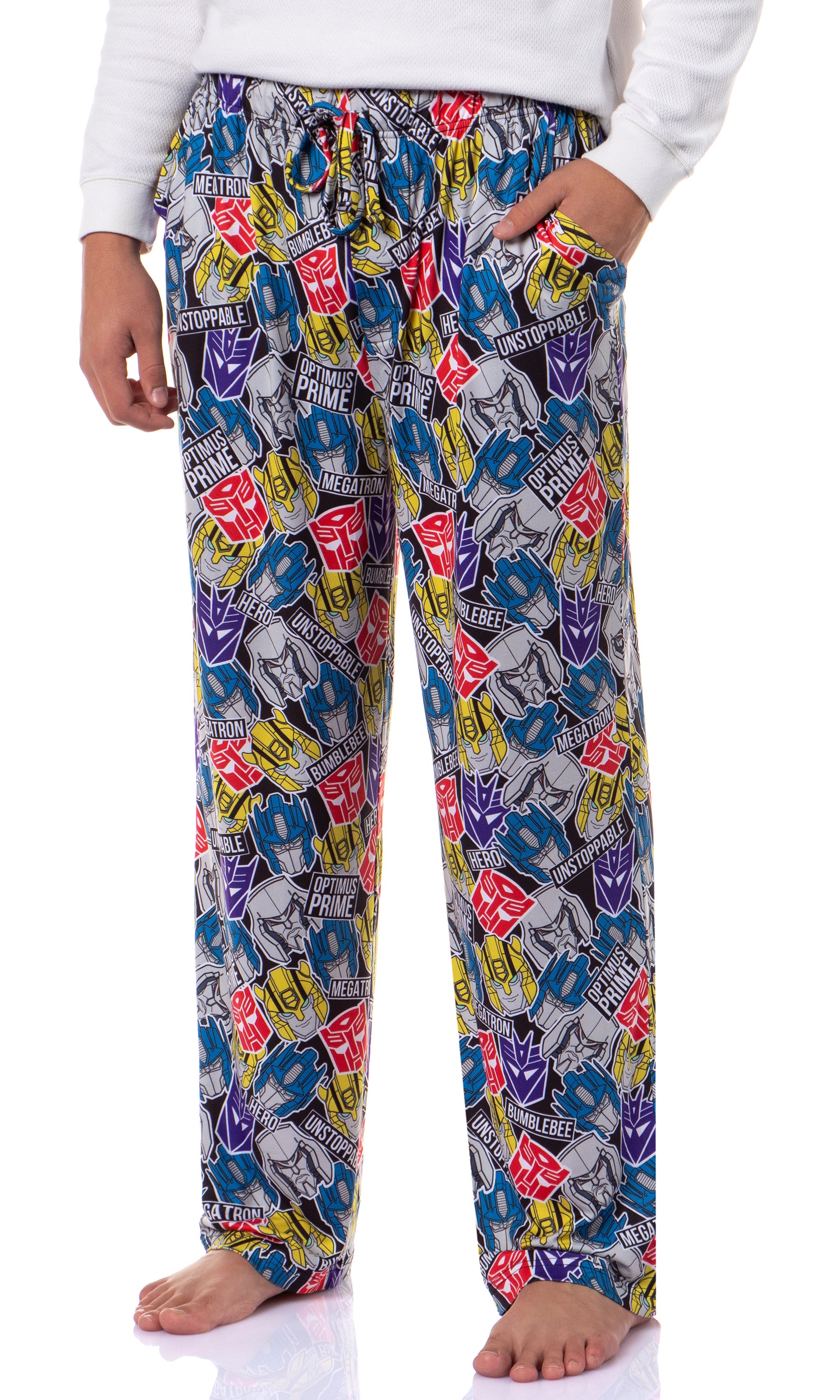 Transformers Men's Tossed Print Autobots Adult Sleep Lounge Pajama Pants (Small)