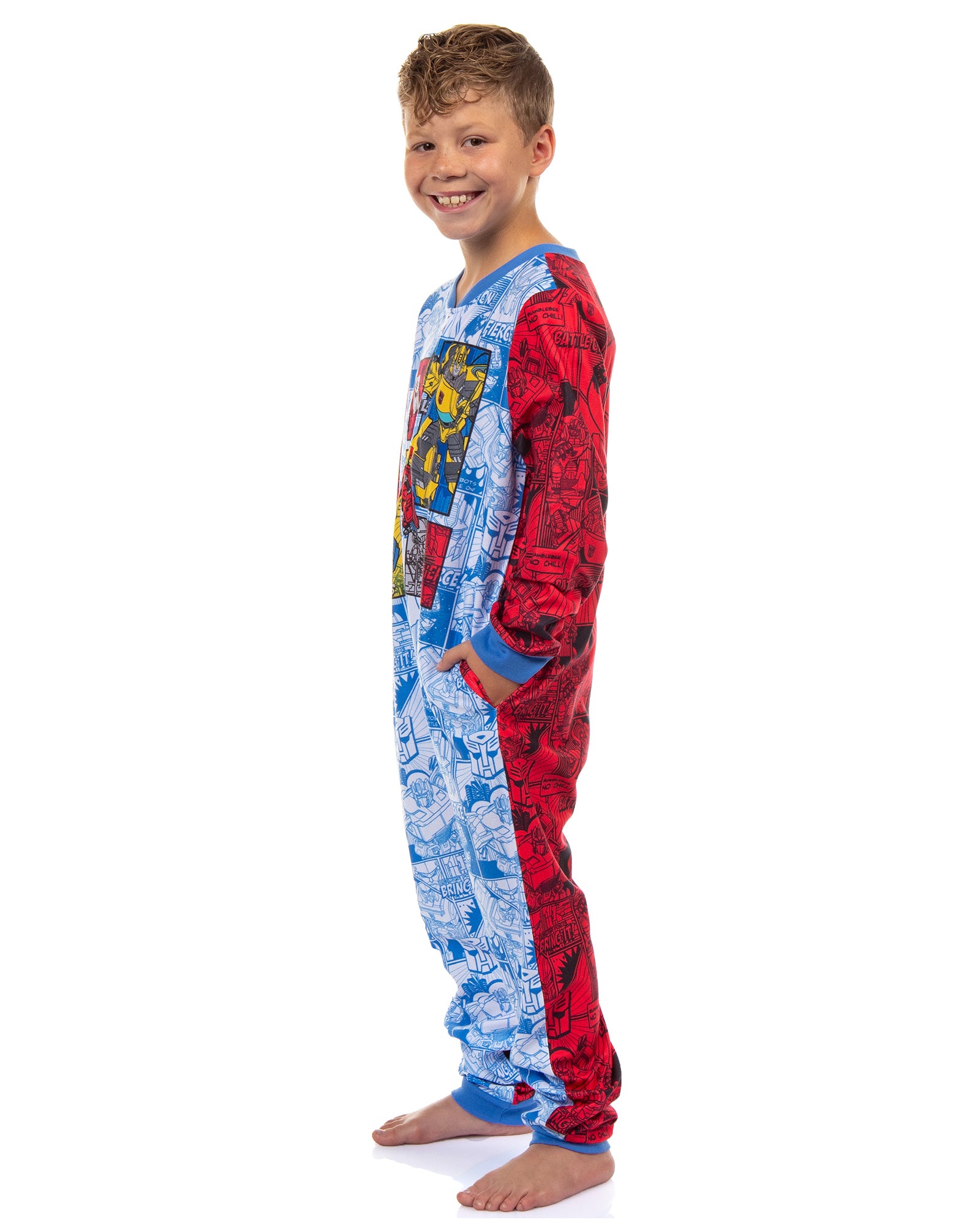Transformers Pajamas Boys' Battle On Zip Front Fleece Footless Sleeper