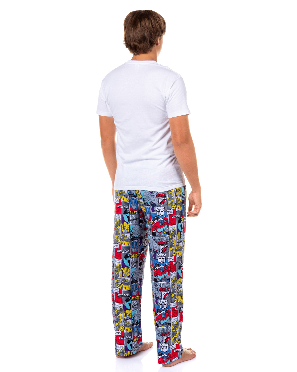 Transformers Men's Pajama Pants Comic Strip Battle On Sleep Lounge Bottoms
