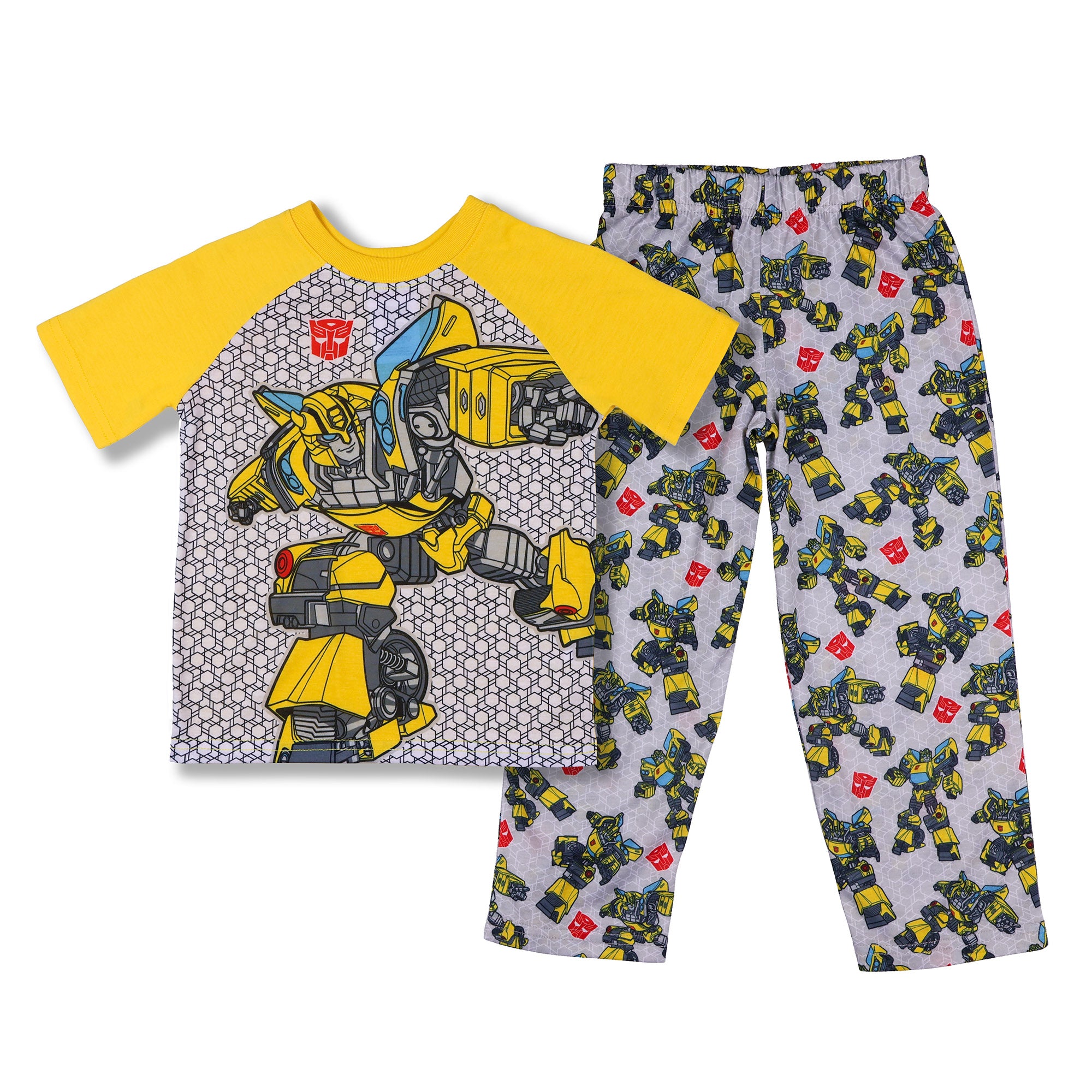 Transformers Pajamas Toddler Boys' Short Sleeve and Pant PJ Set (Bumblebee, 5T)
