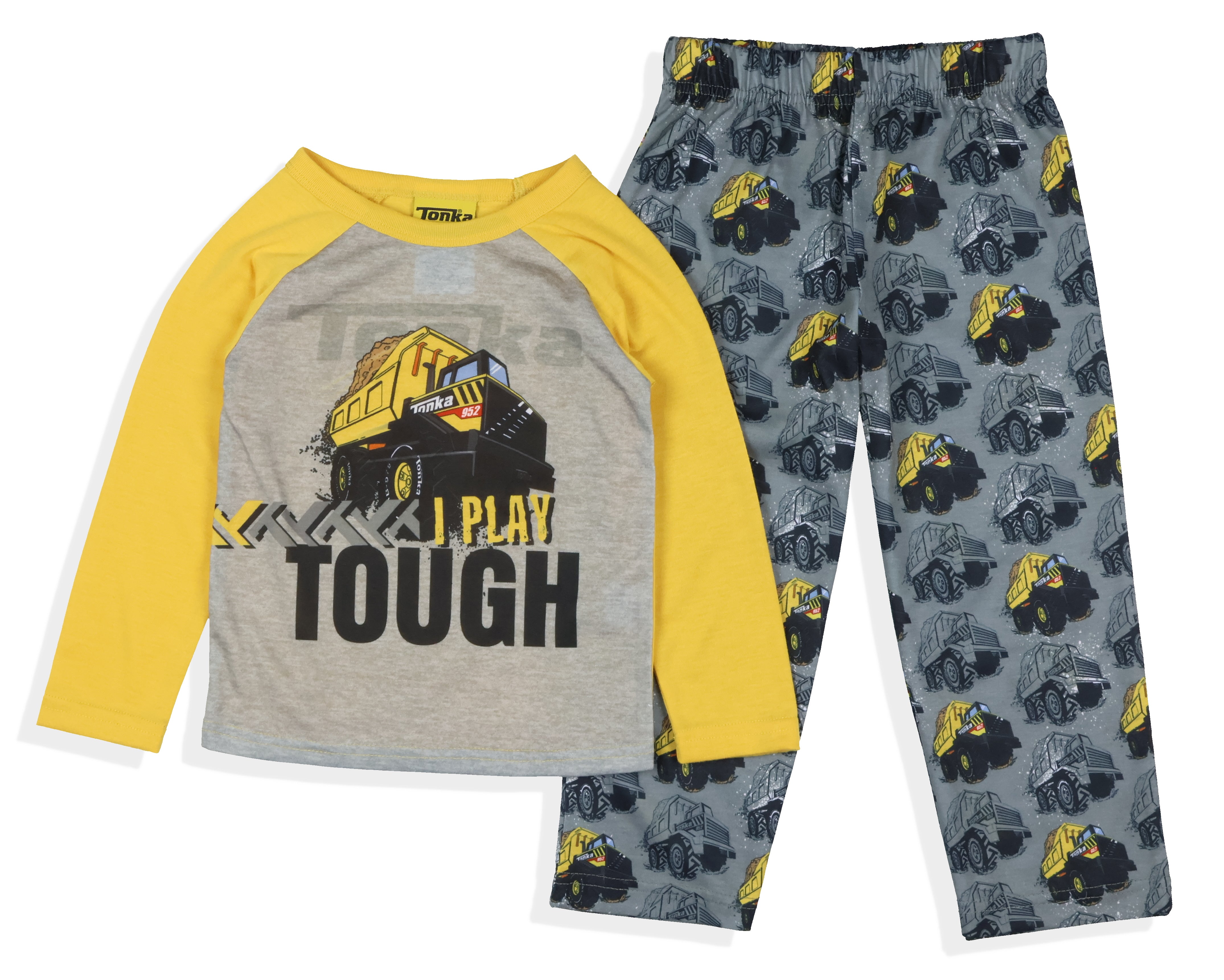Tonka Toddler Boys' Dump Truck I Play Tough 2 Piece Long Sleeve Pajama Set (3T)