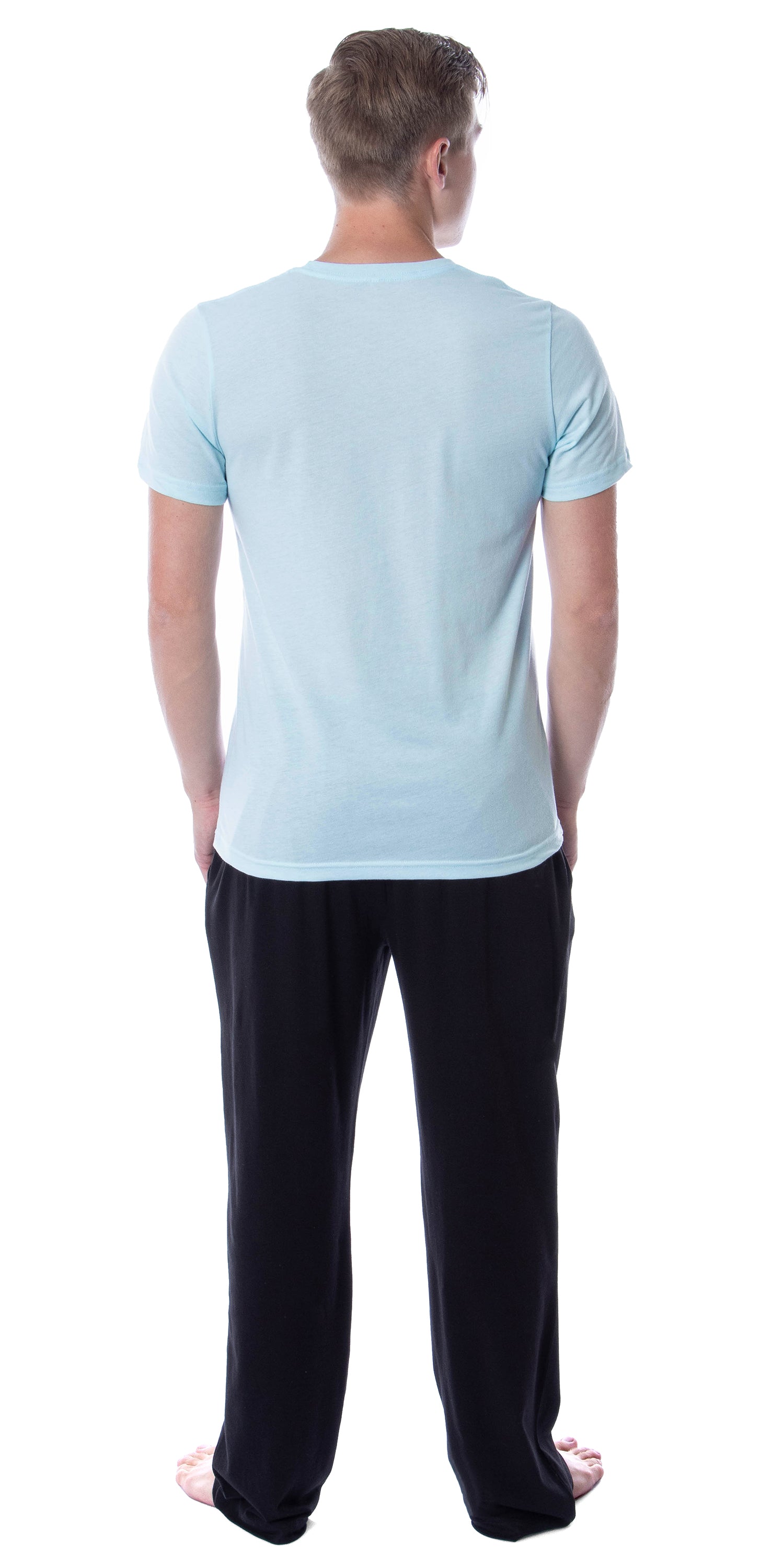 Intimo Men's 2 Piece Pajama Set Cotton/Poly Blend Jersey Knit Lounge Pants With Soft T-Shirt Top