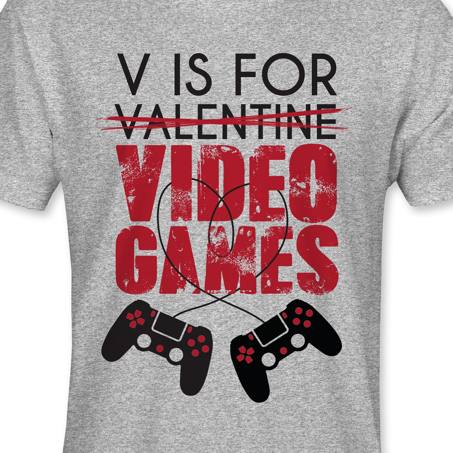 Men's V is For Video Games Funny Saying Valentine's Day Adult Shirt Tee T-Shirt