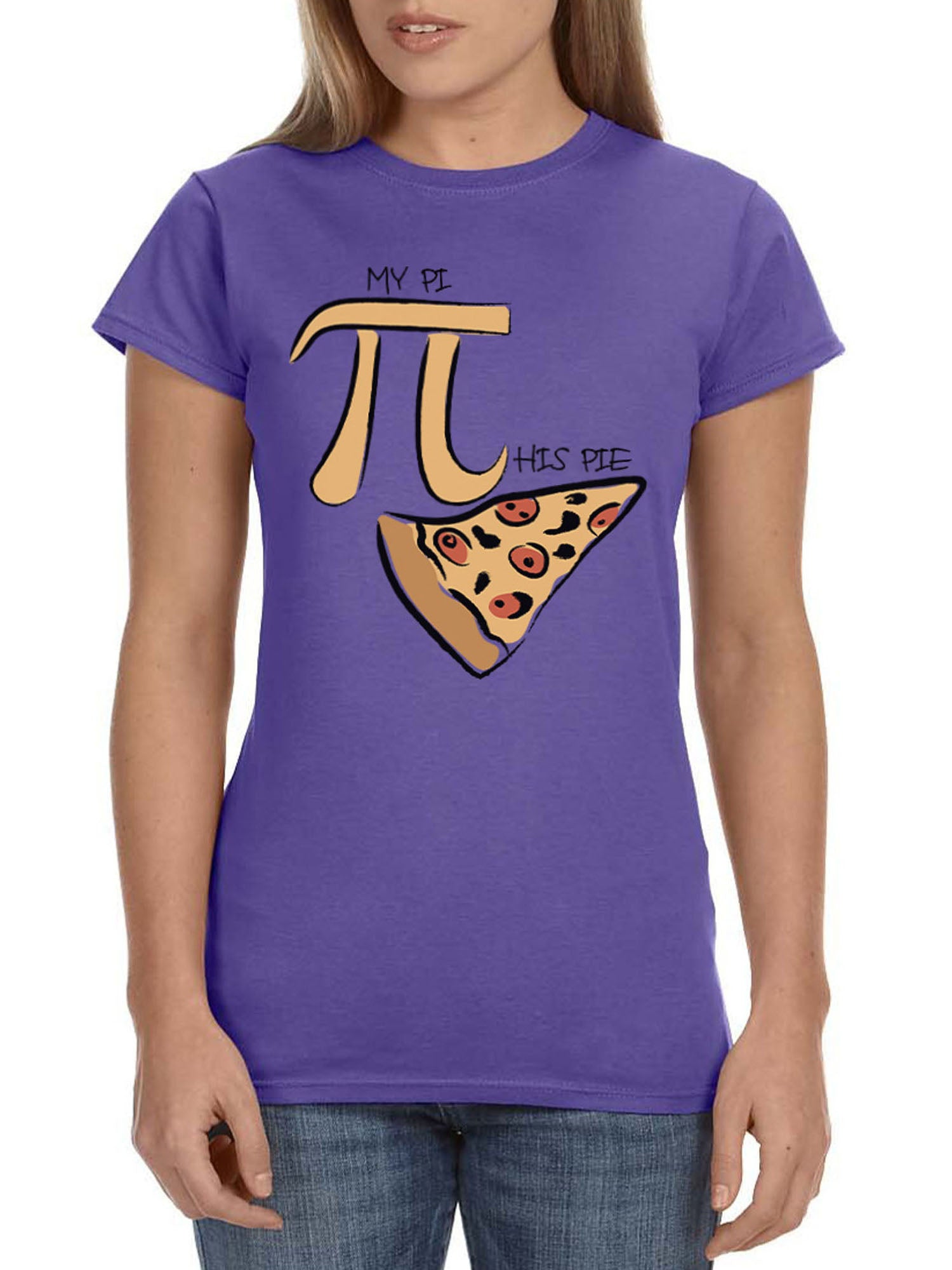 My Pi Vs. His Pie Pizza Women's Funny Math Teacher's Shirt Pi Day T-Shirt