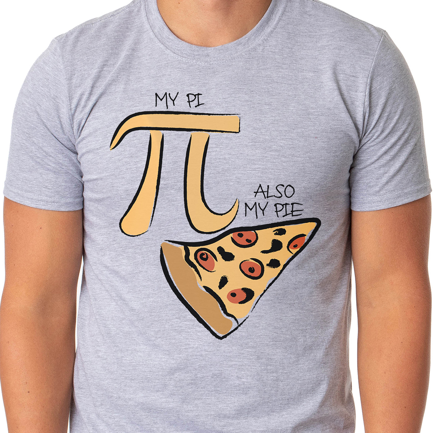 My Pi Also My Pie Pizza Adult Men's Funny Math Teacher's Shirt Mathematics Pi Day Ring-Spun Fabric T-Shirt Tee