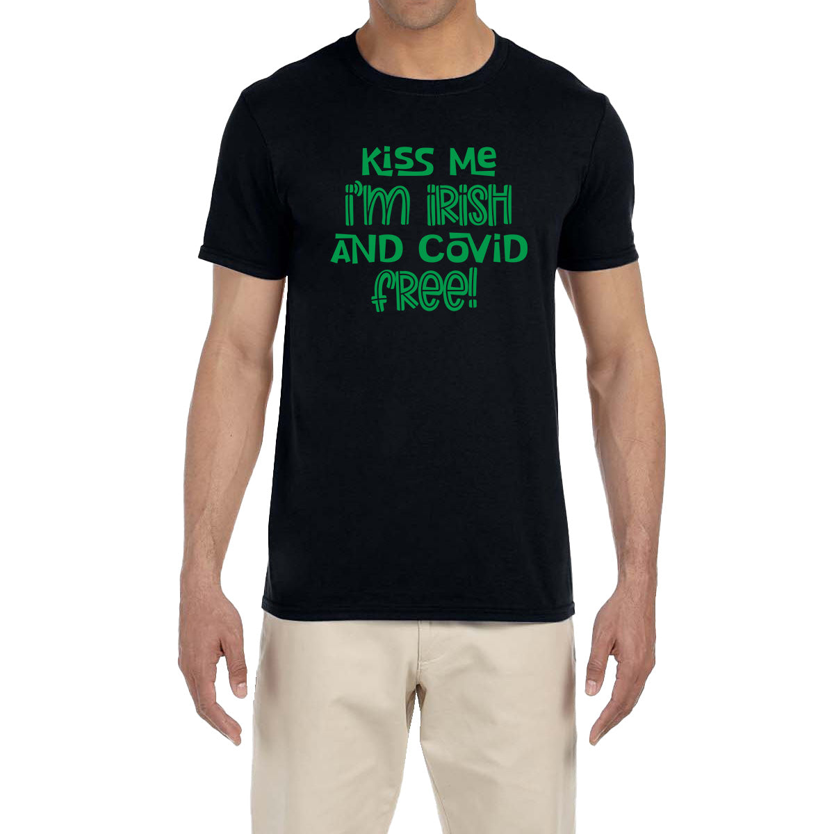 St. Patrick's Day Men's Shirt Kiss Me I'm Irish Covid Free! Saint Paddy's Tee