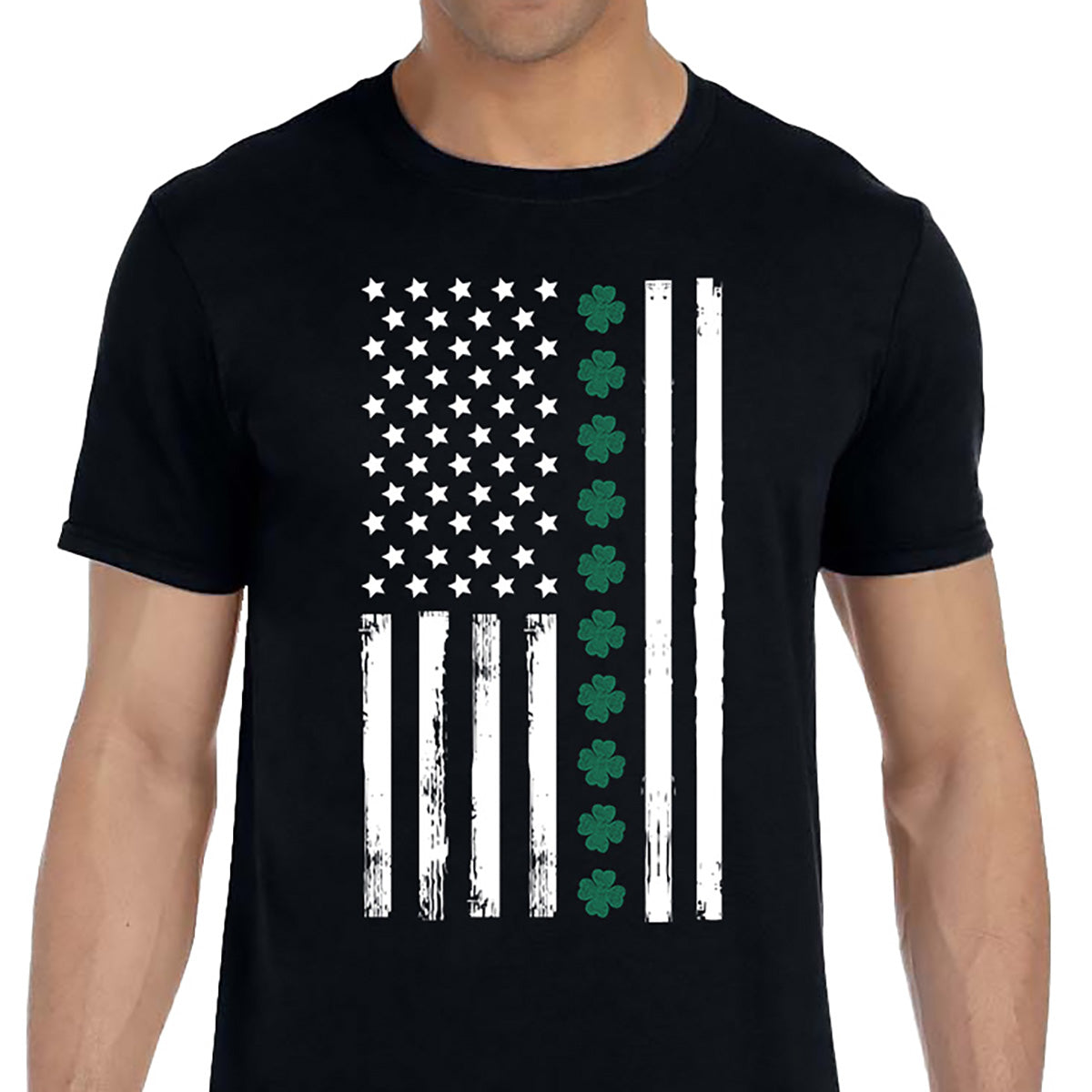 St. Patrick's Day Men's Shirt Shamrock Flag Irish American Flag T-Shirt Tee