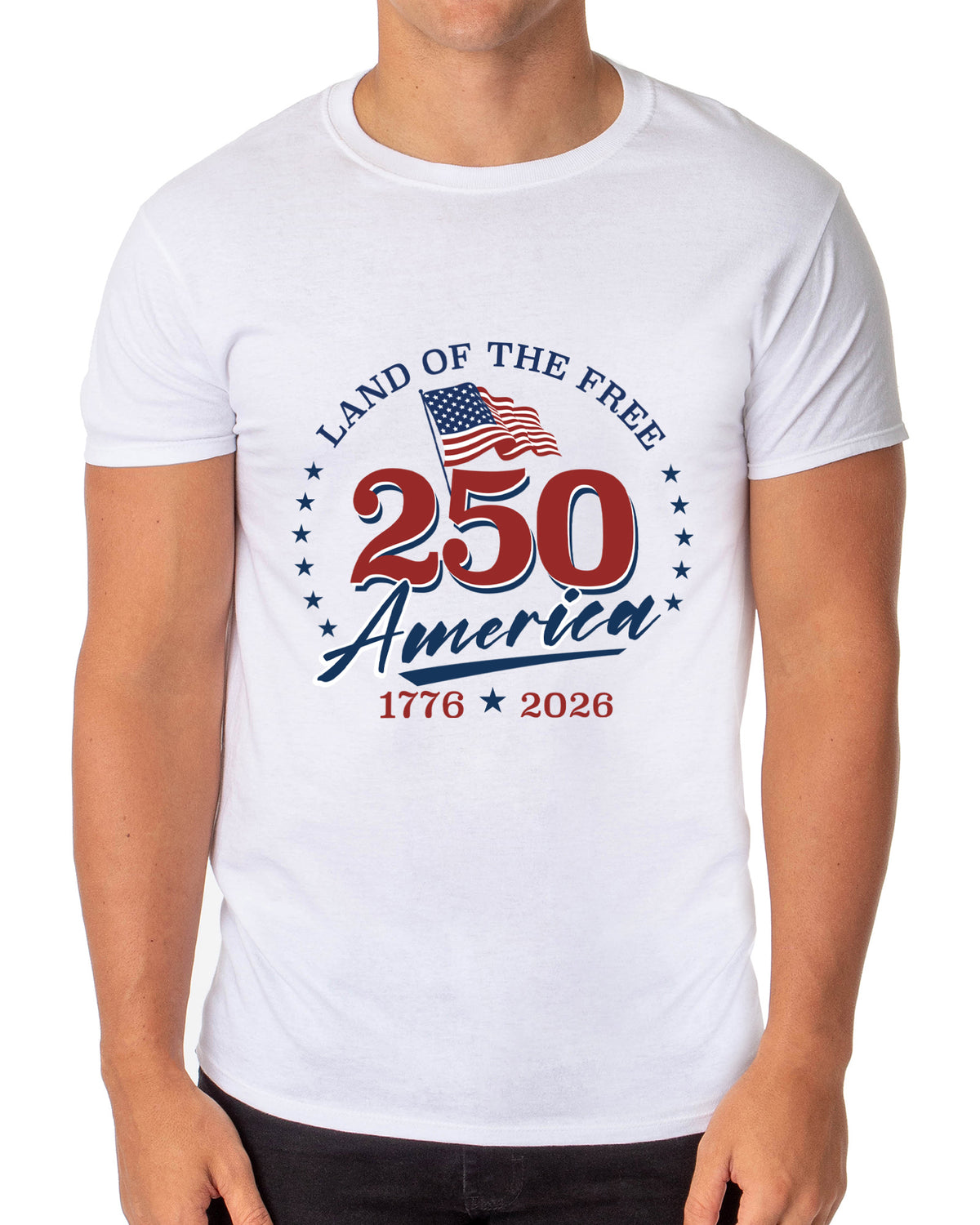 PJammy USA T-Shirt Adult America 250 Land Of The Free Short Sleeve Tee