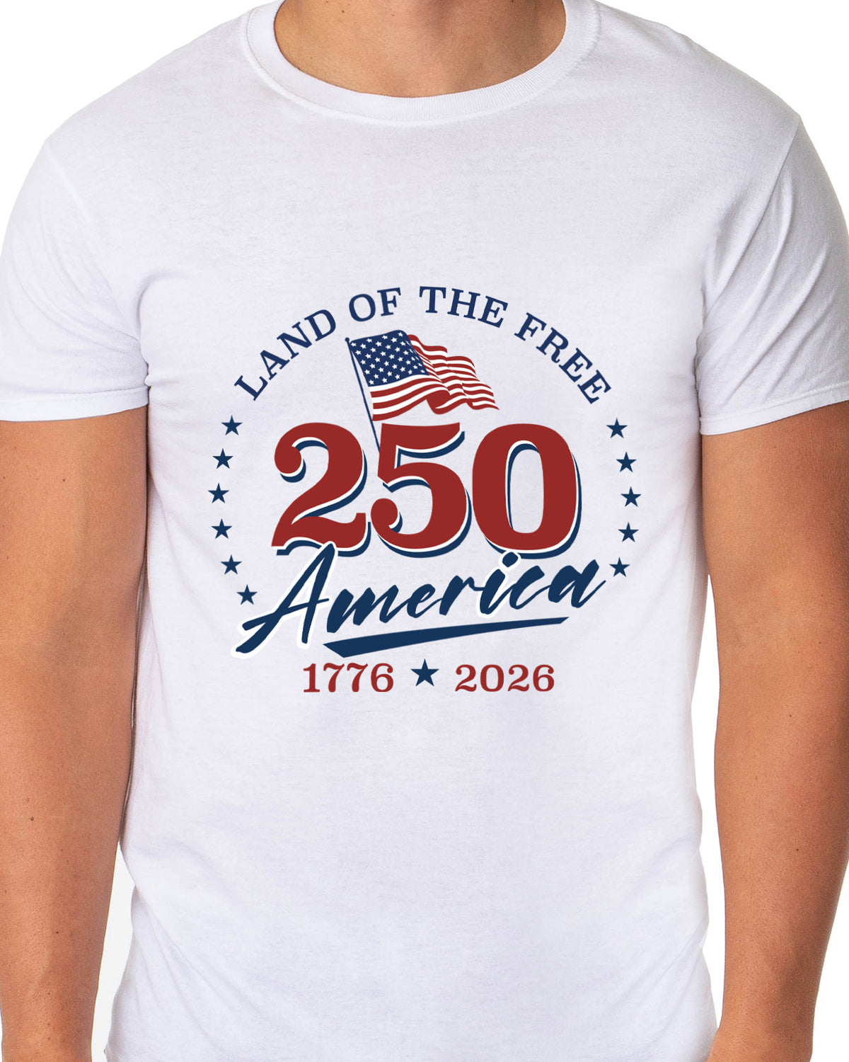 PJammy USA T-Shirt Adult America 250 Land Of The Free Short Sleeve Tee