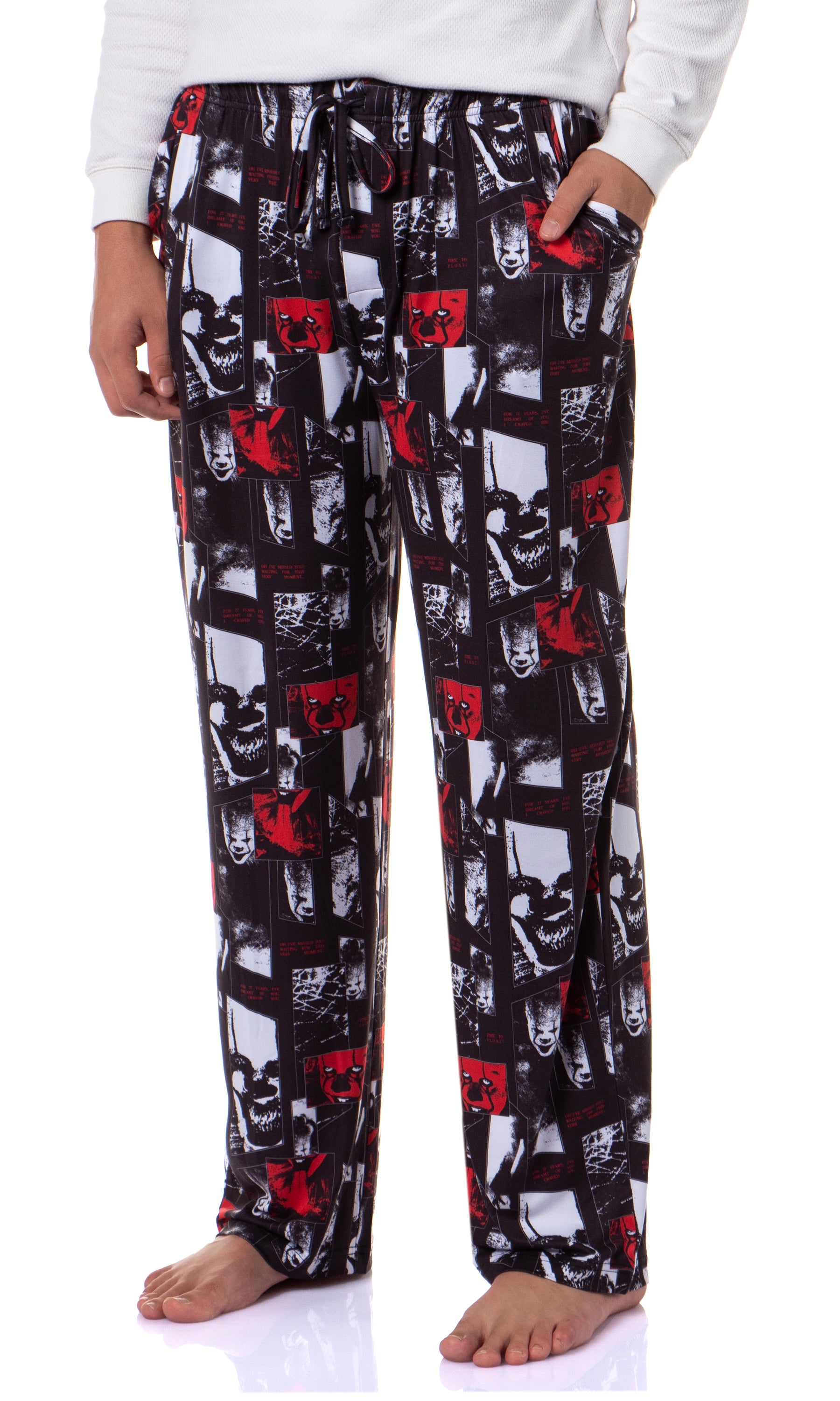 IT The Movie Men's Pennywise Closeups Print Adult Sleep Lounge Pajama Pants