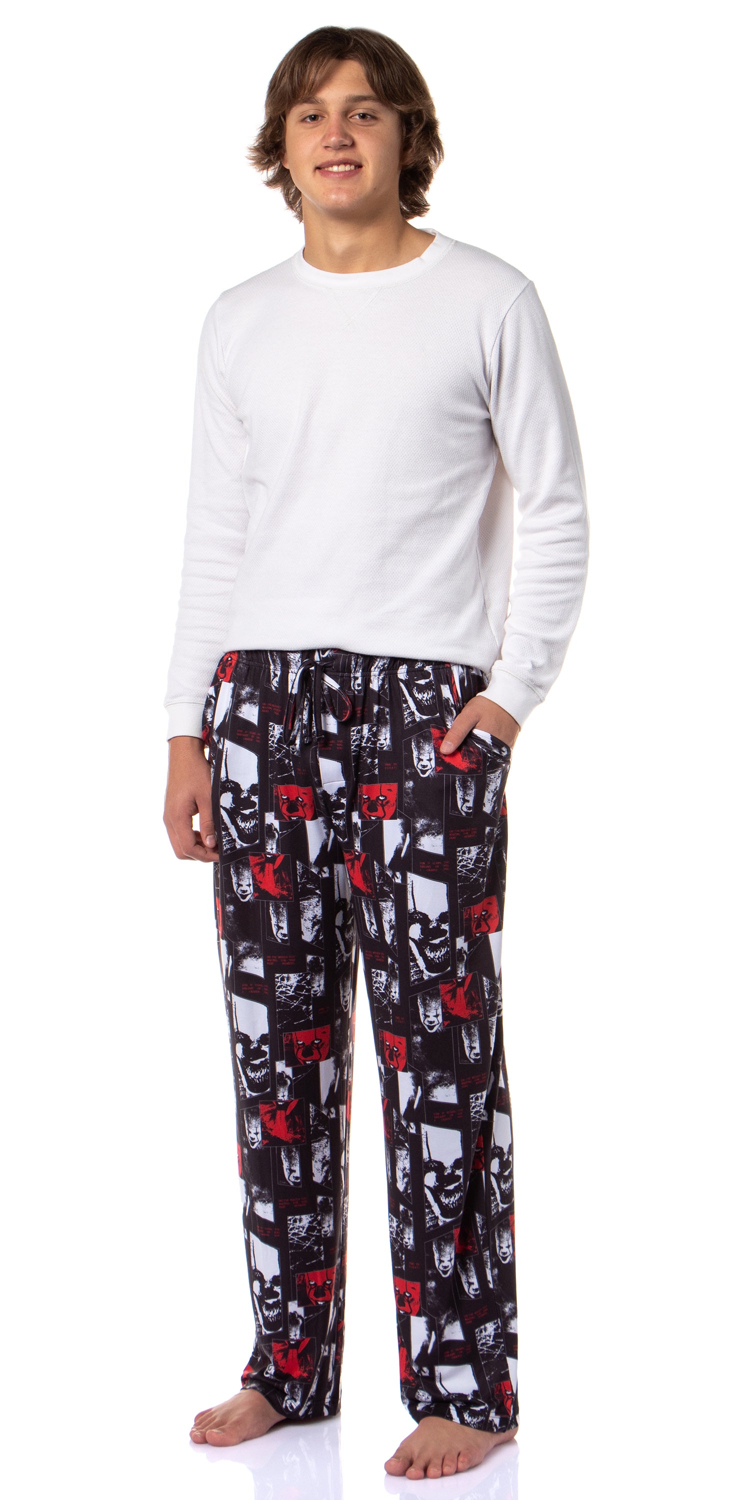 IT The Movie Men's Pennywise Closeups Print Adult Sleep Lounge Pajama Pants