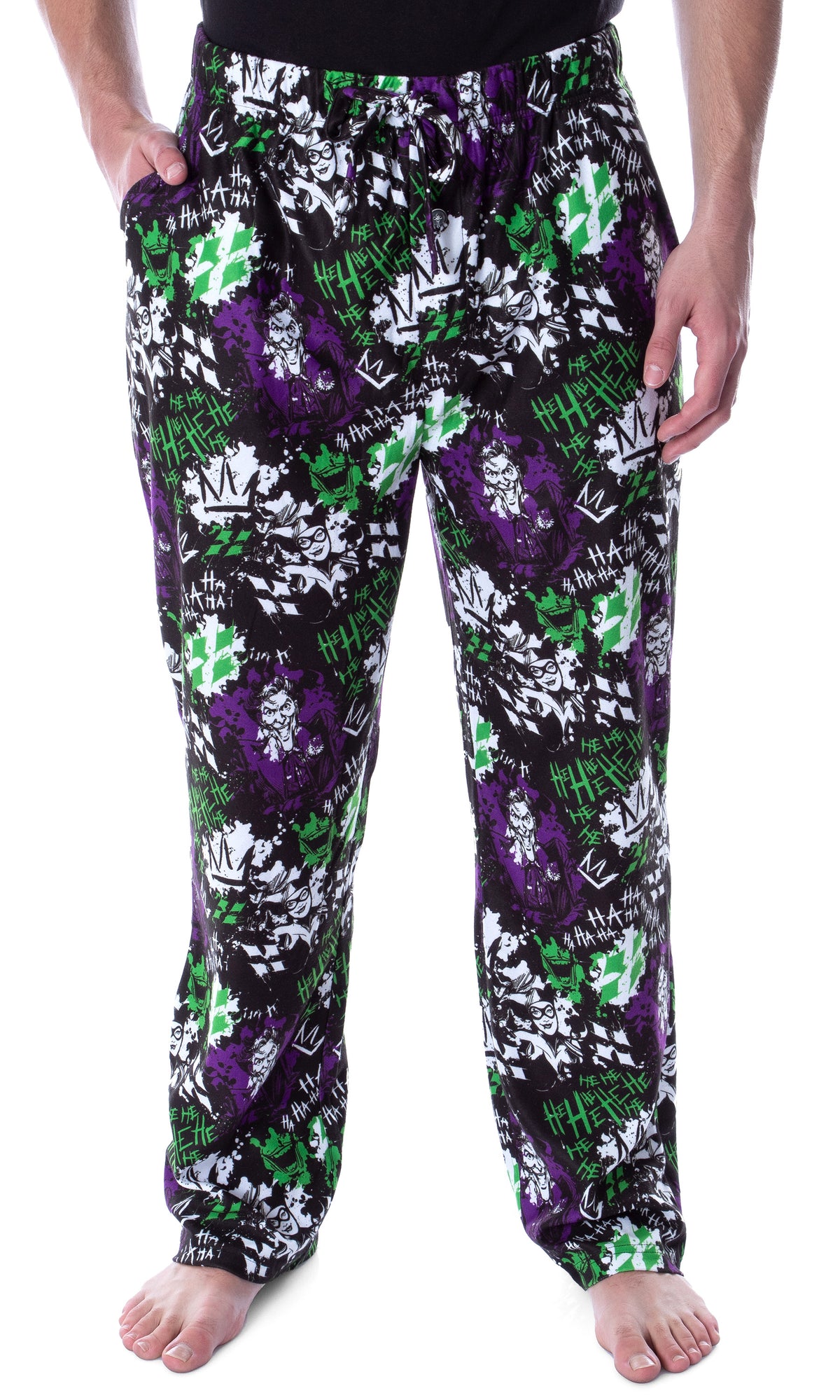 DC Comics Men's Classic The Joker And Harley Quinn Lounge Pajama Pants