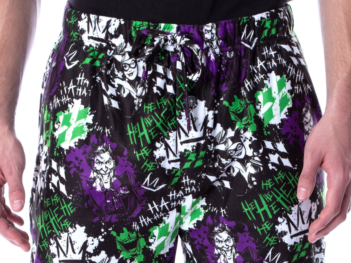 DC Comics Men's Classic The Joker And Harley Quinn Lounge Pajama Pants