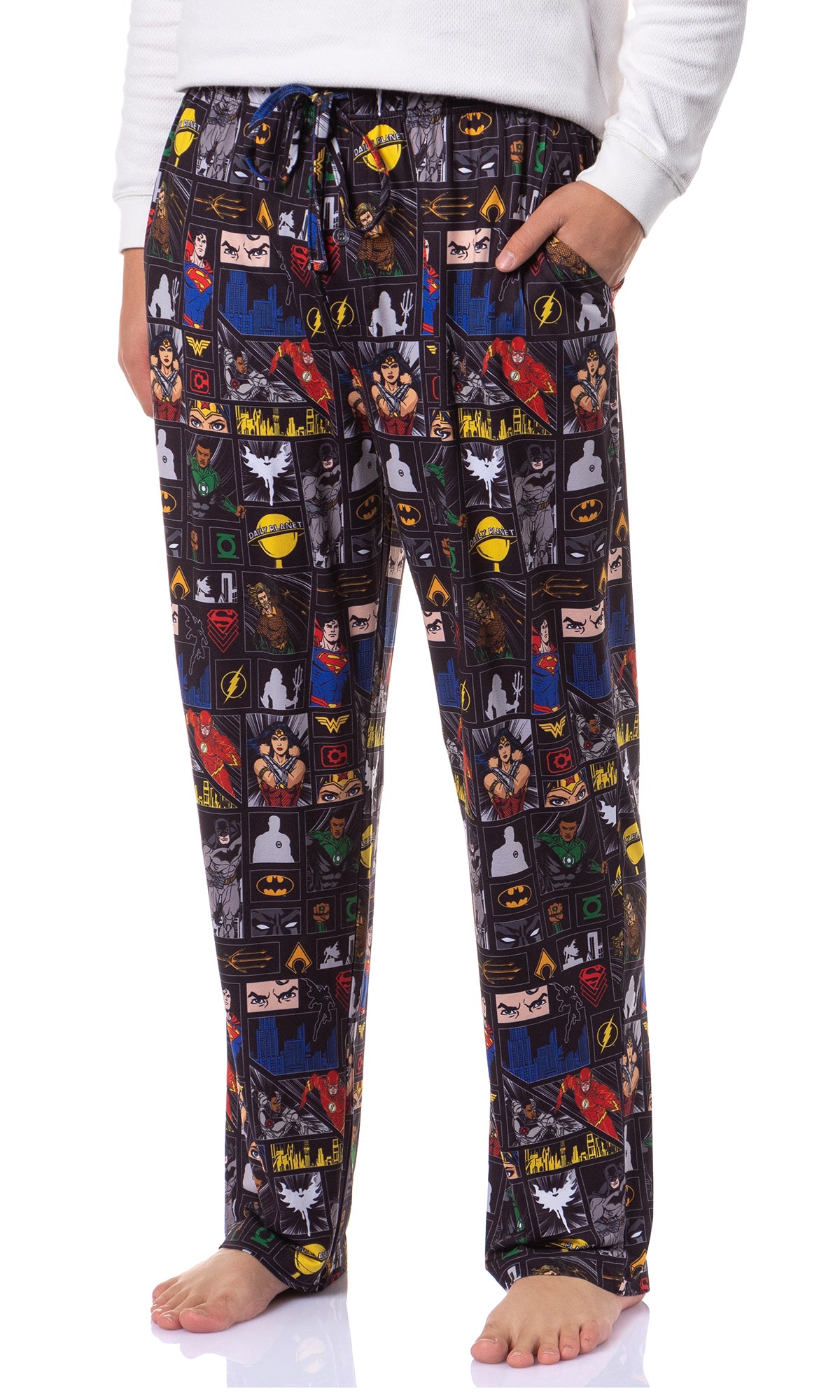 DC Comics Justice League Men's Superhero Paneled Sleep Pajama Pants