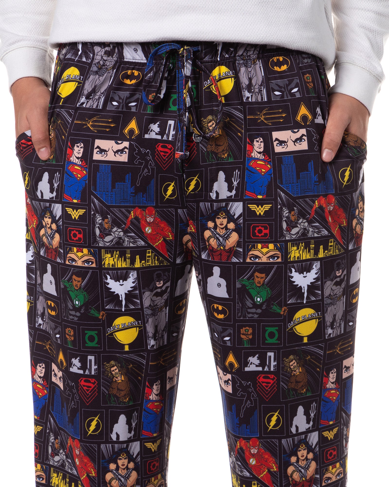 DC Comics Justice League Men's Superhero Paneled Sleep Pajama Pants