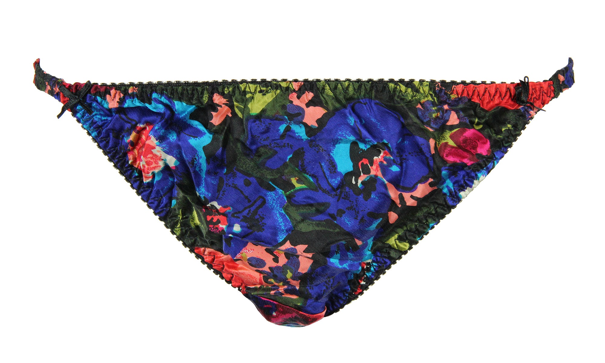 INTIMO Womens' Classic Silk String Bikini Underwear Panties (Cherry, L)