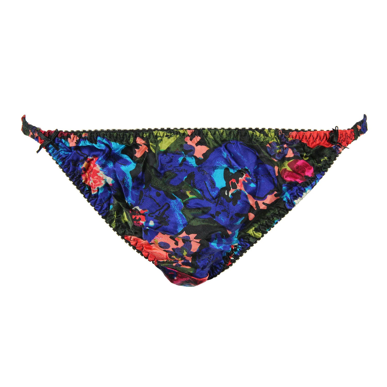 INTIMO Womens' Classic Silk String Bikini Underwear Panties (Cherry, L)