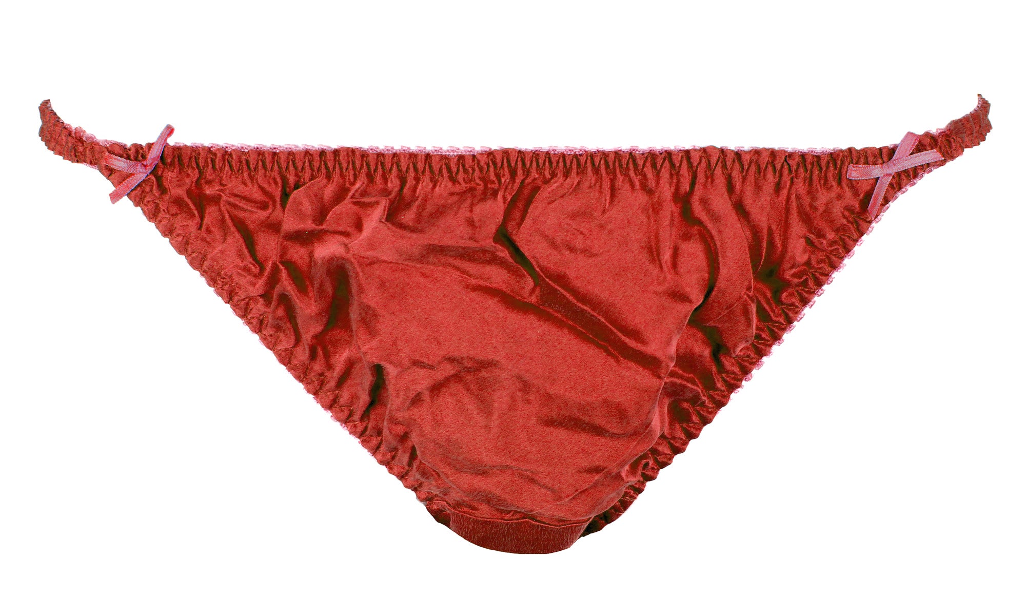 INTIMO Womens' Classic Silk String Bikini Underwear Panties (Cherry, L)