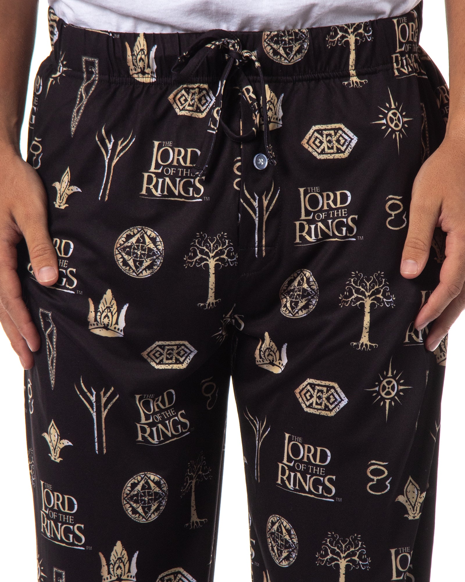 The Lord Of The Rings Mens' Tossed Print Movie Film Title Logo Pajama Pants