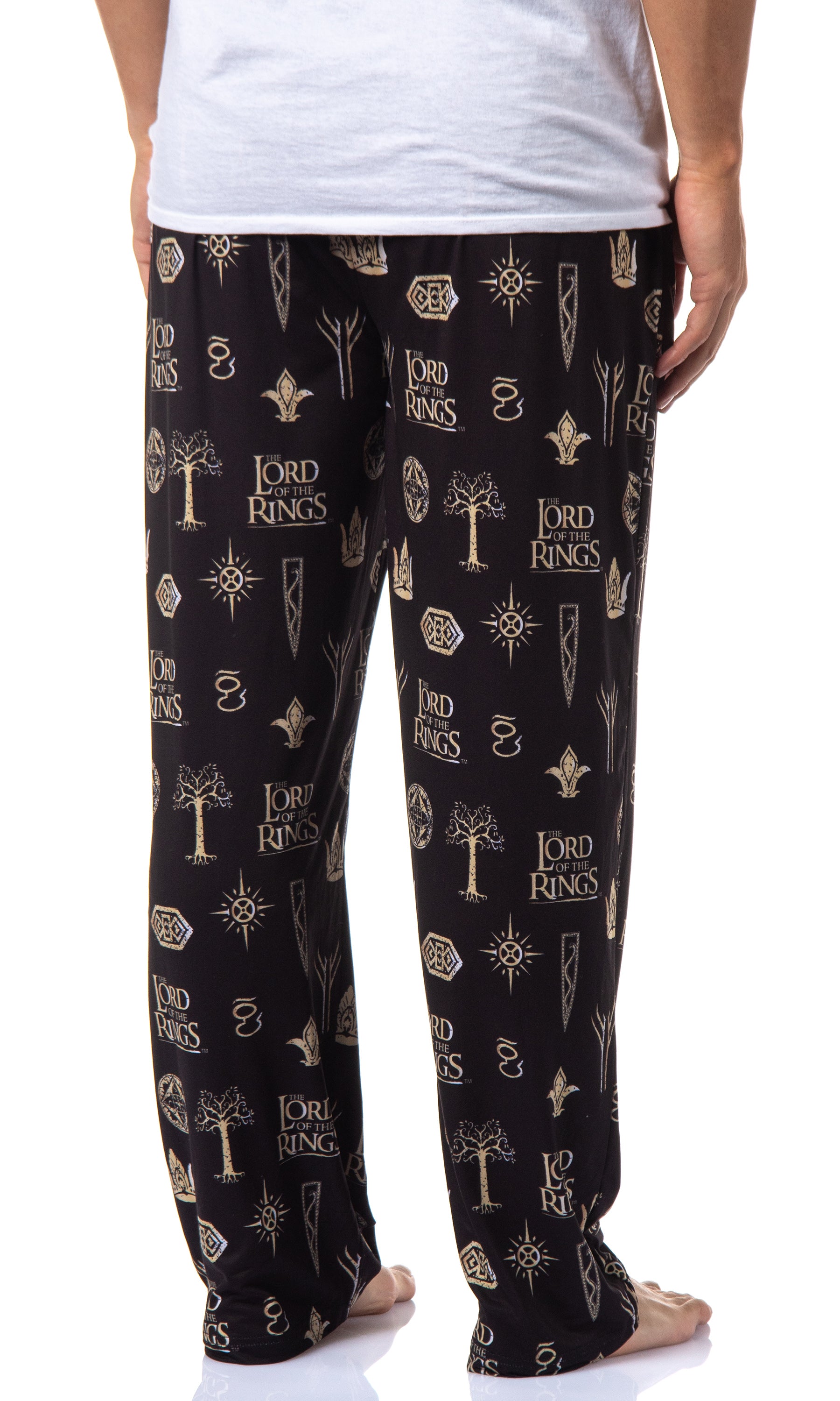The Lord Of The Rings Mens' Tossed Print Movie Film Title Logo Pajama Pants
