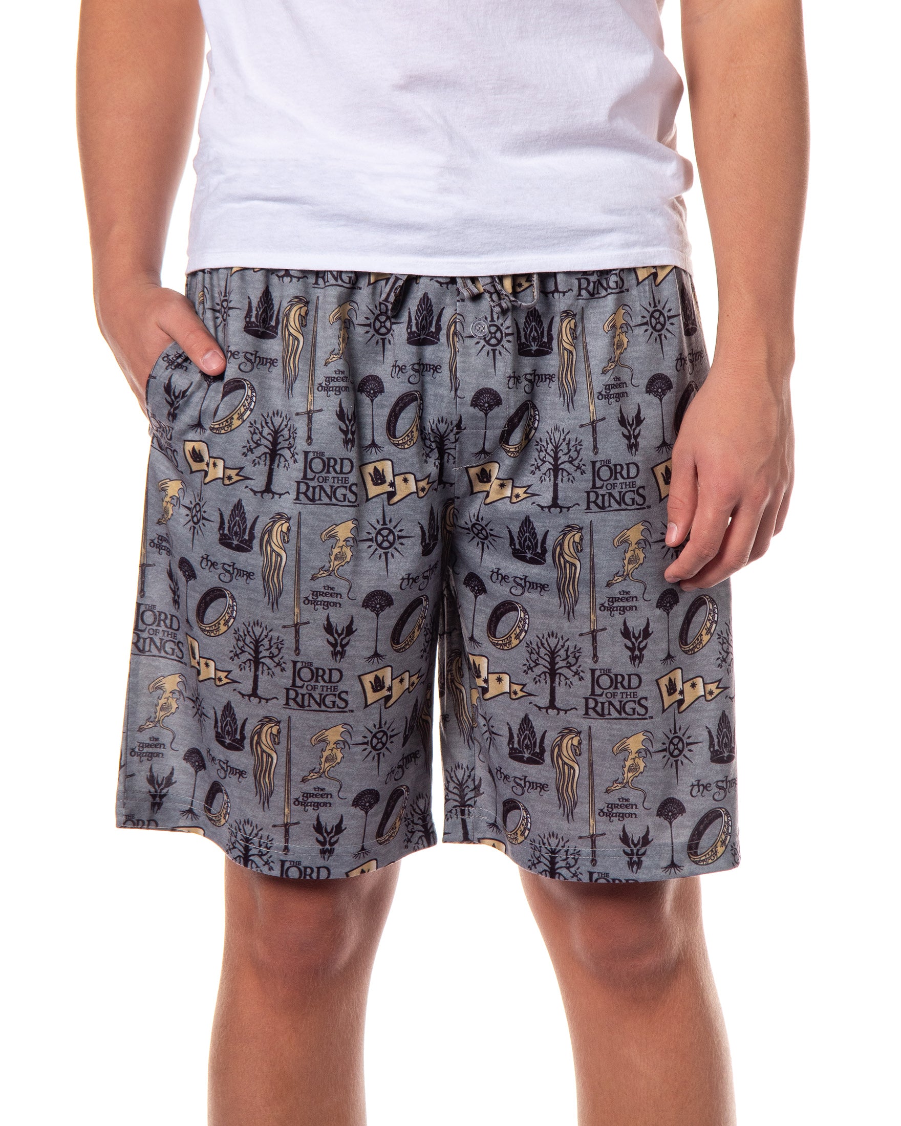 The Lord of the Rings Men's The Shire Green Dragon Map Sleep Pajama Shorts